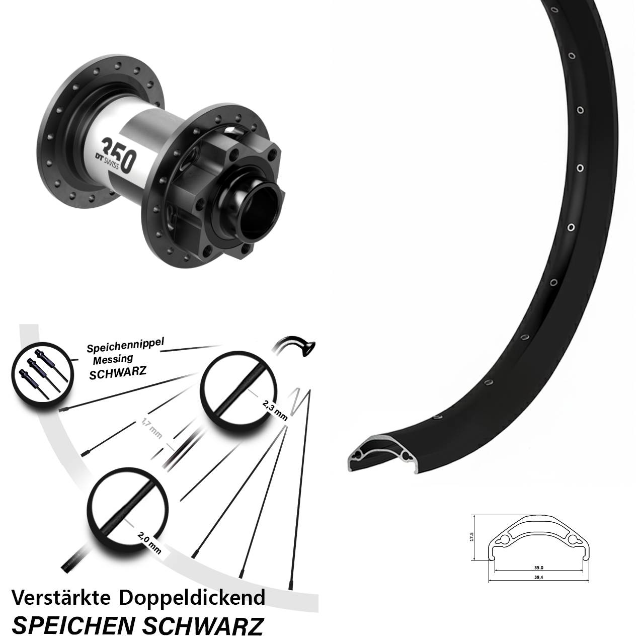6-Loch Vorderrad 20x110 Boost 29 Zoll Ryde Disc 35 DT Swiss 350