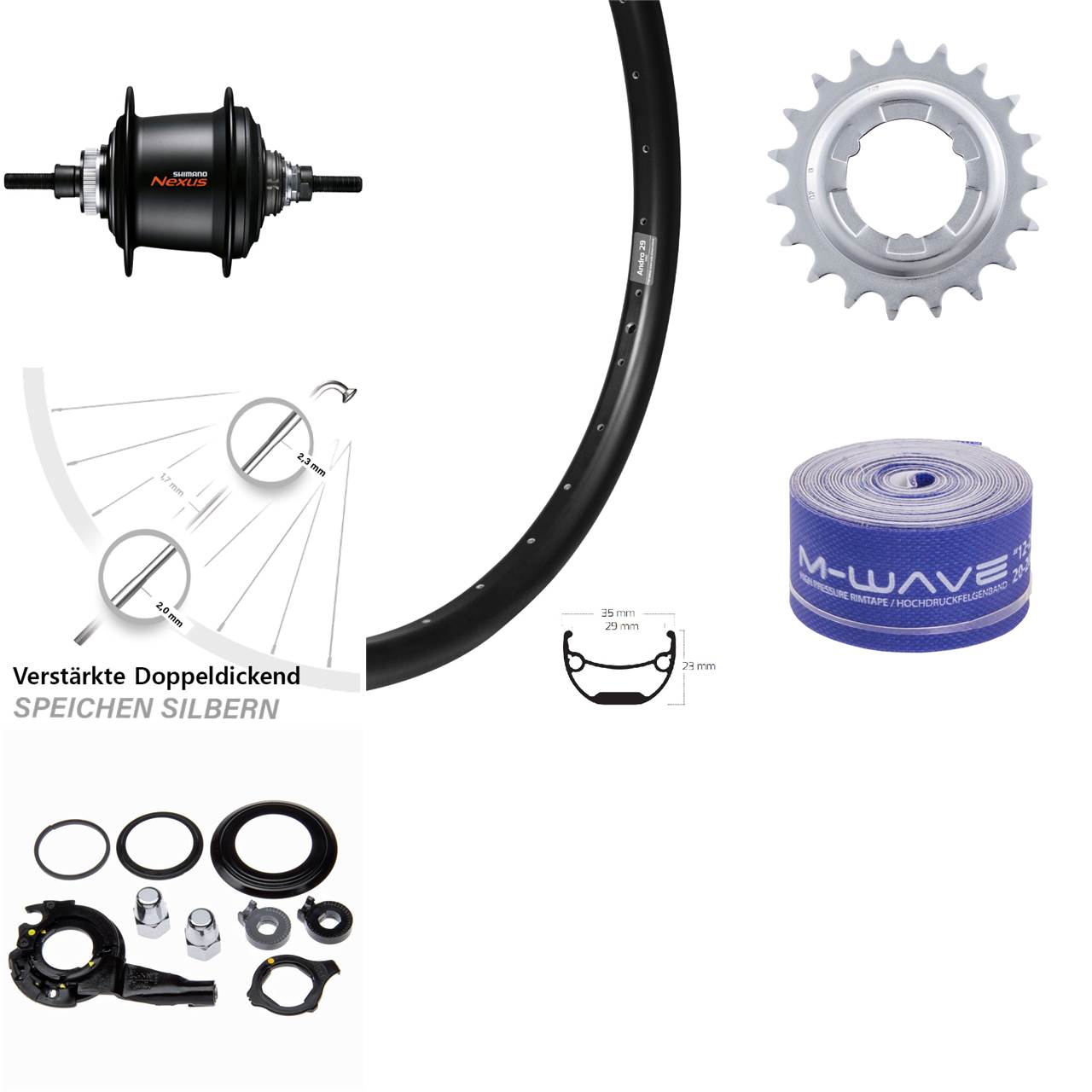 28 Zoll Ryde Andra 29 Hinterrad Shimano Nexus 7-Gang Centerlock