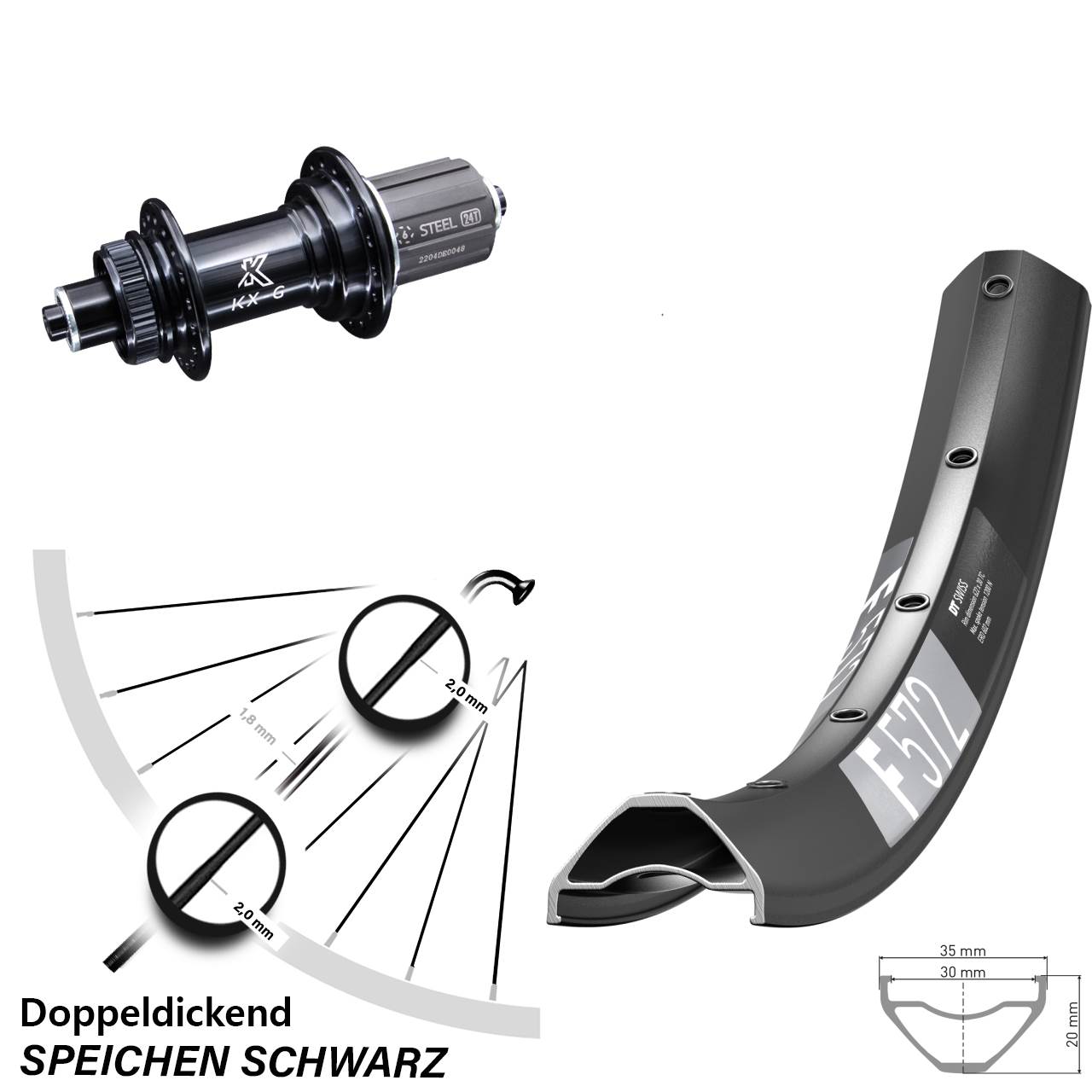 Hinterrad 29 Zoll DT Swiss F572 KX-GS 8-12 fach