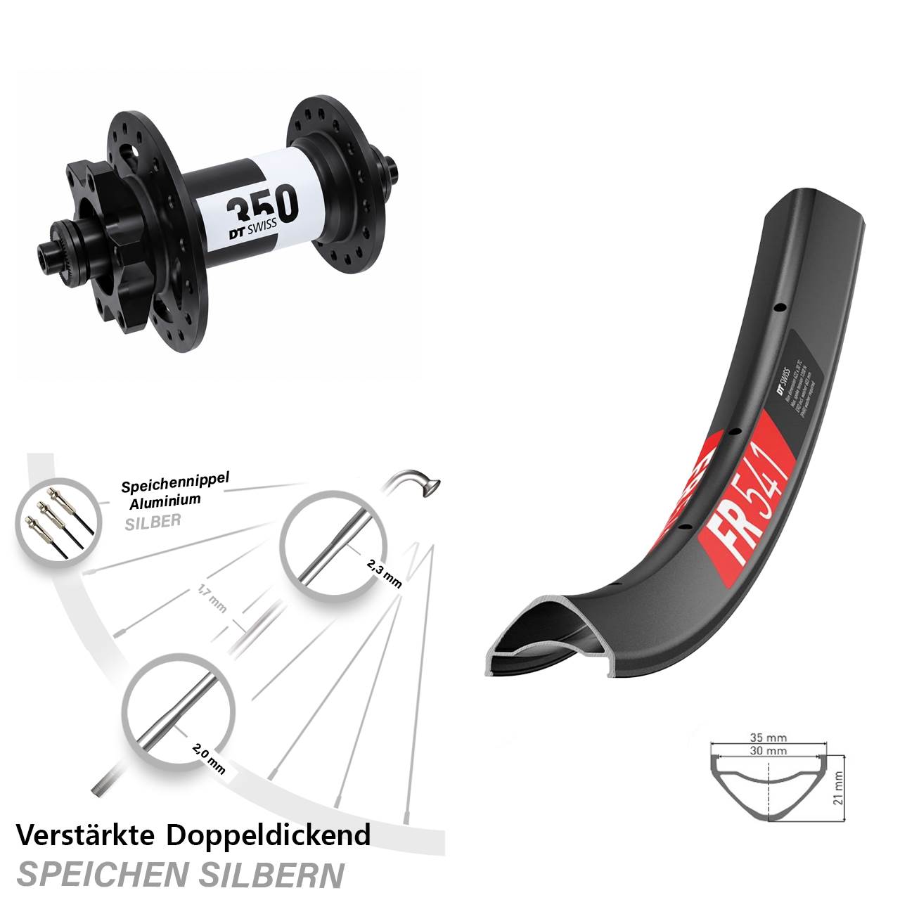 29 Zoll DT Swiss FR 541-350 Disc Vorderrad QR