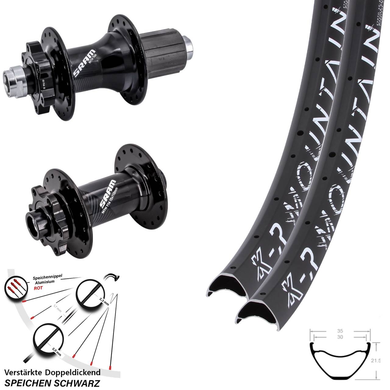 29+ Zoll KX-R Mountain Sram 716 746 6-Loch Laufradsatz Boost 8-11 fach HG