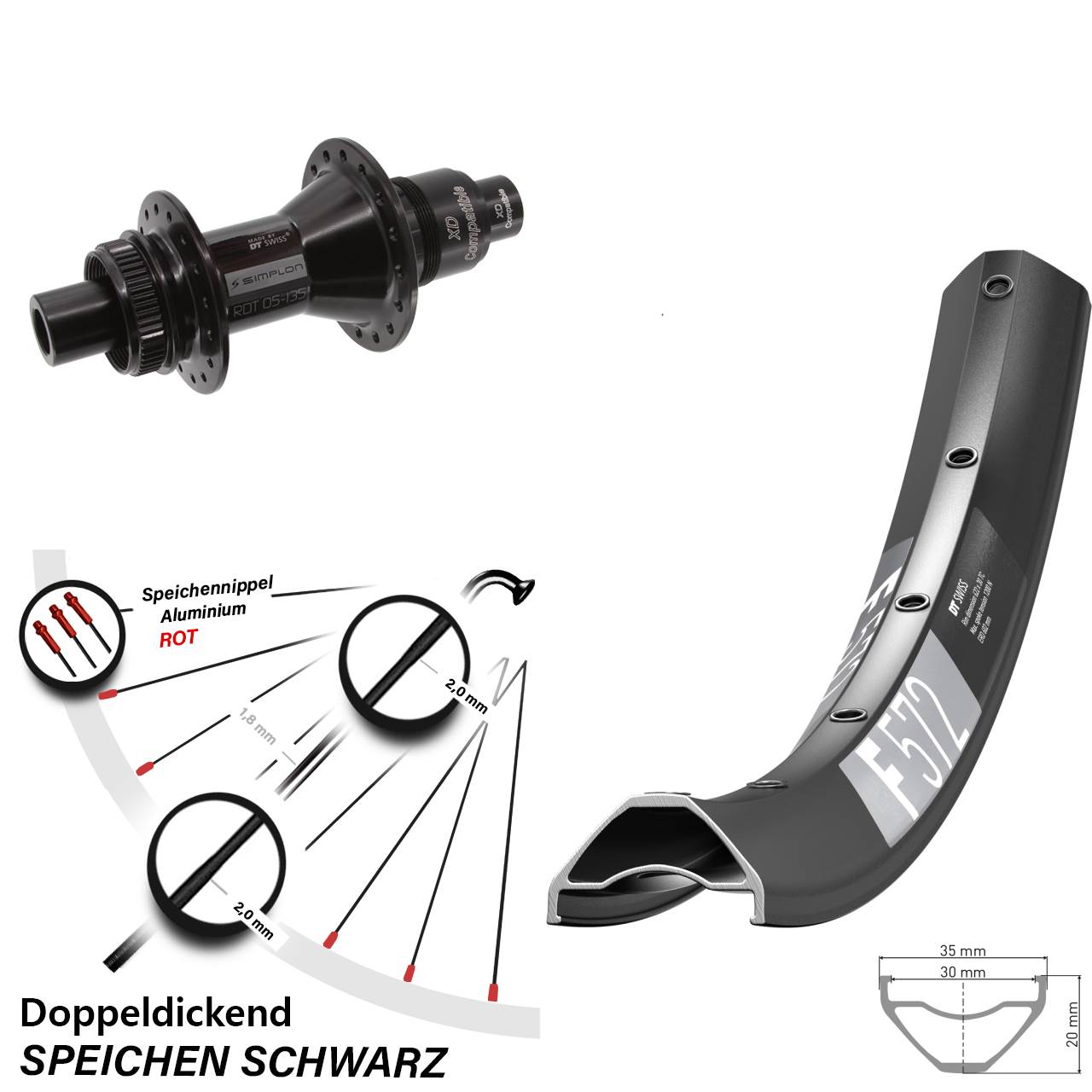 Centerlock Hinterrad 12x142 29 Zoll DT Swiss F 572-370 XD