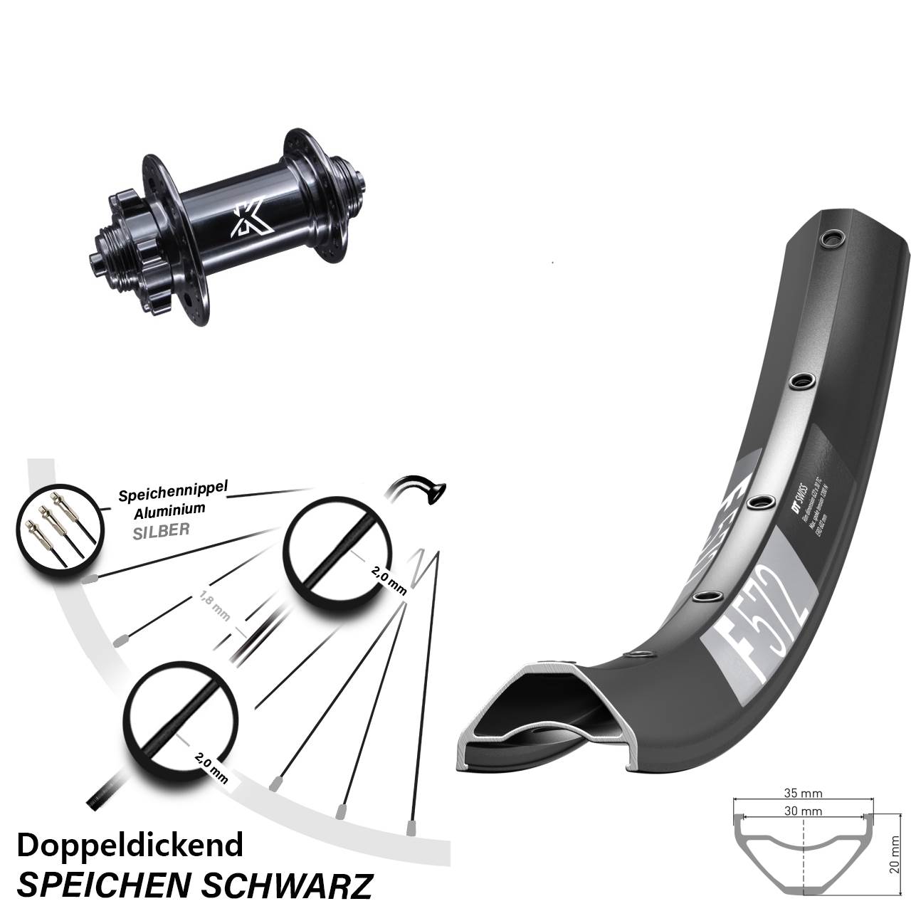 29 Zoll DT Swiss F 572 KX-M Disc Laufrad QR