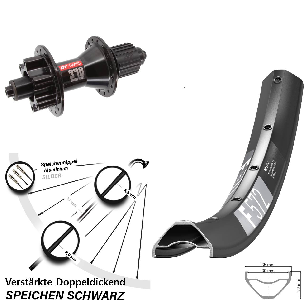 29 Zoll DT Swiss F572 DT Swiss 370 Hinterrad 6-Loch QR Shimano Micro Spline