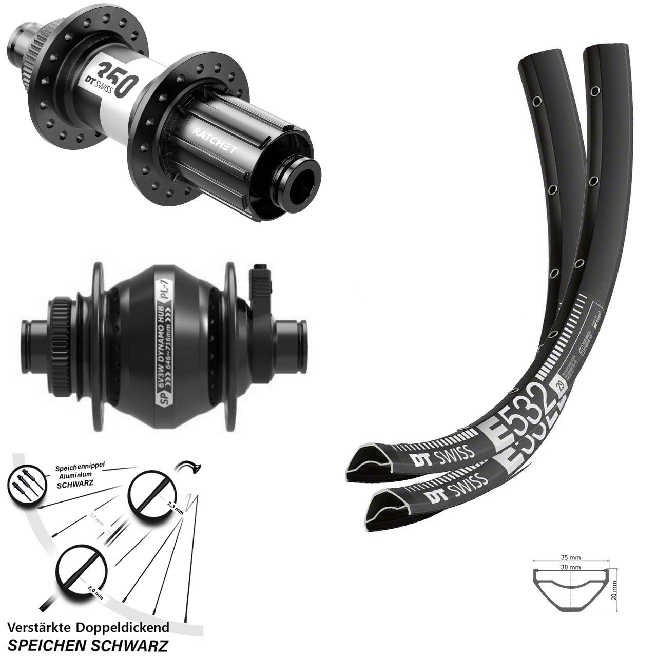 27,5 Zoll DT Swiss E532 SP PL-7 350 HG Centerlock Laufradsatz 12x100/142