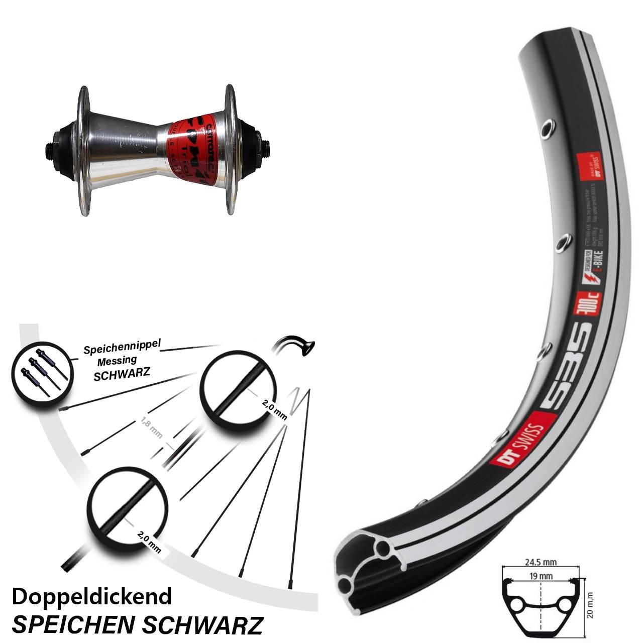 28 Zoll Vorderrad DT Swiss 535 Conic