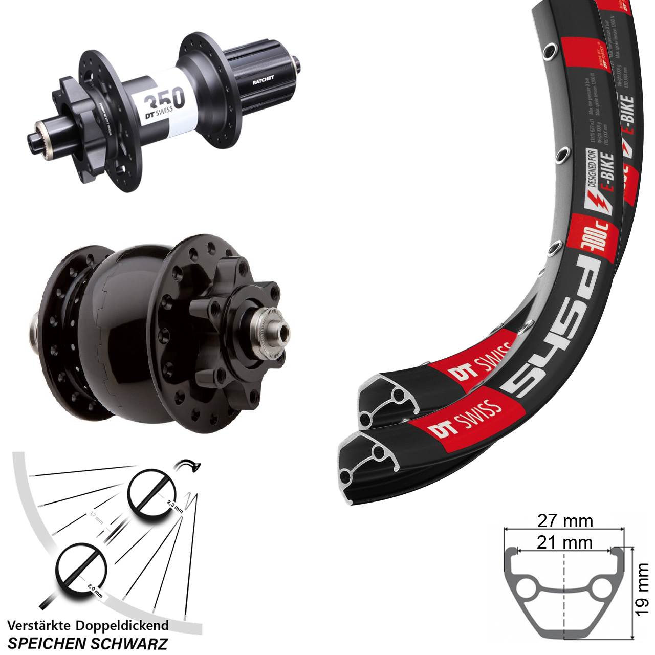 DT Swiss 545-350 SON 28 Zoll Disc Laufrad-Satz für Schnellspanner 8-11 fach HG