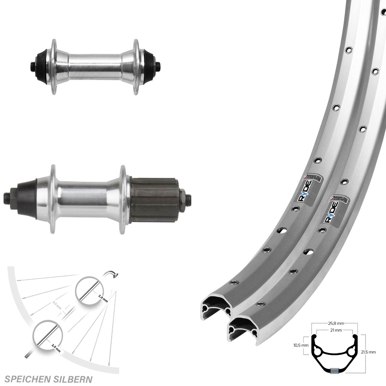 650B Ryde ZAC 421 Formula FM-21 Novatec F362 Laufradsatz QR 7 fach