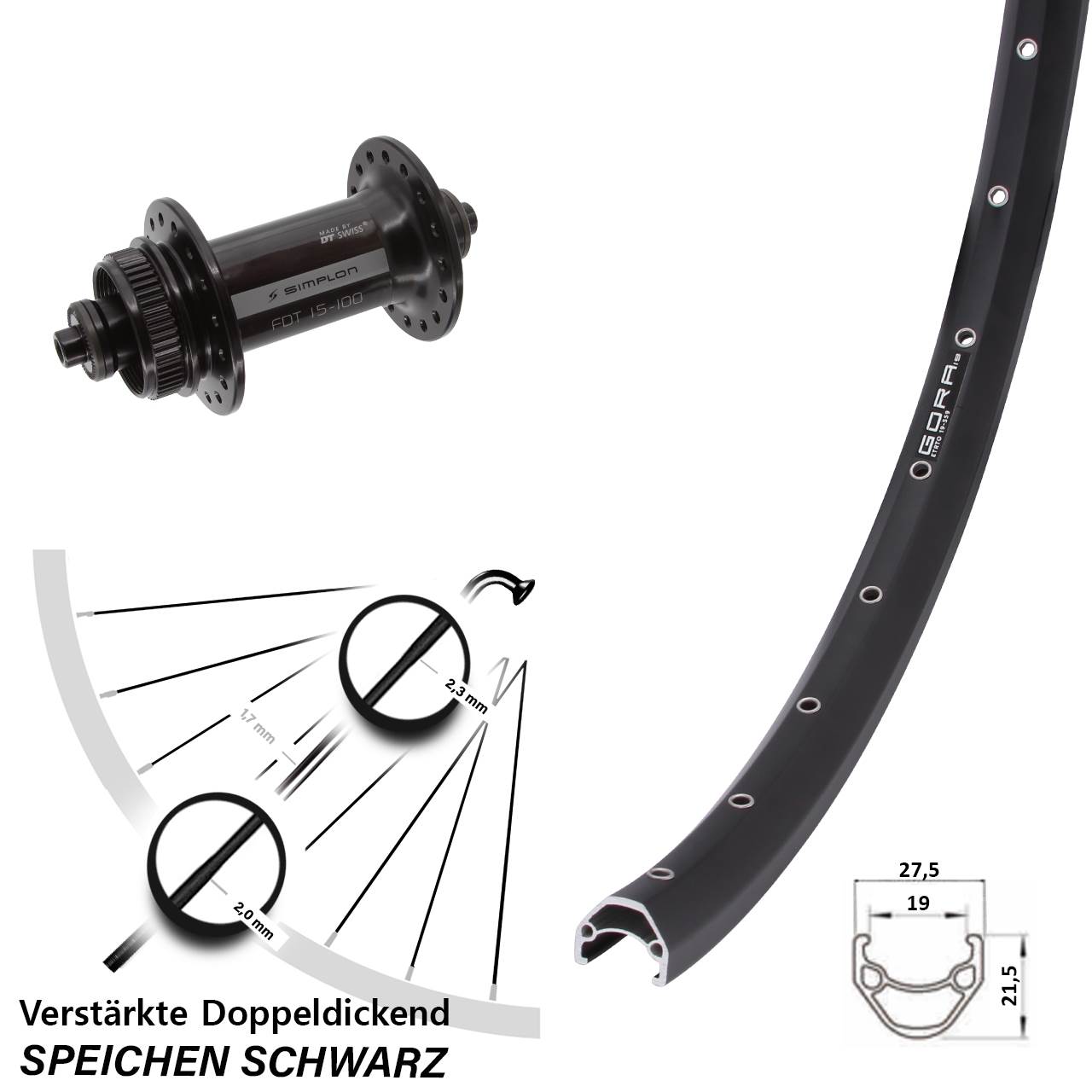 Vorderrad Centerlock 26 Zoll Gora 19 DT Swiss 370 QR