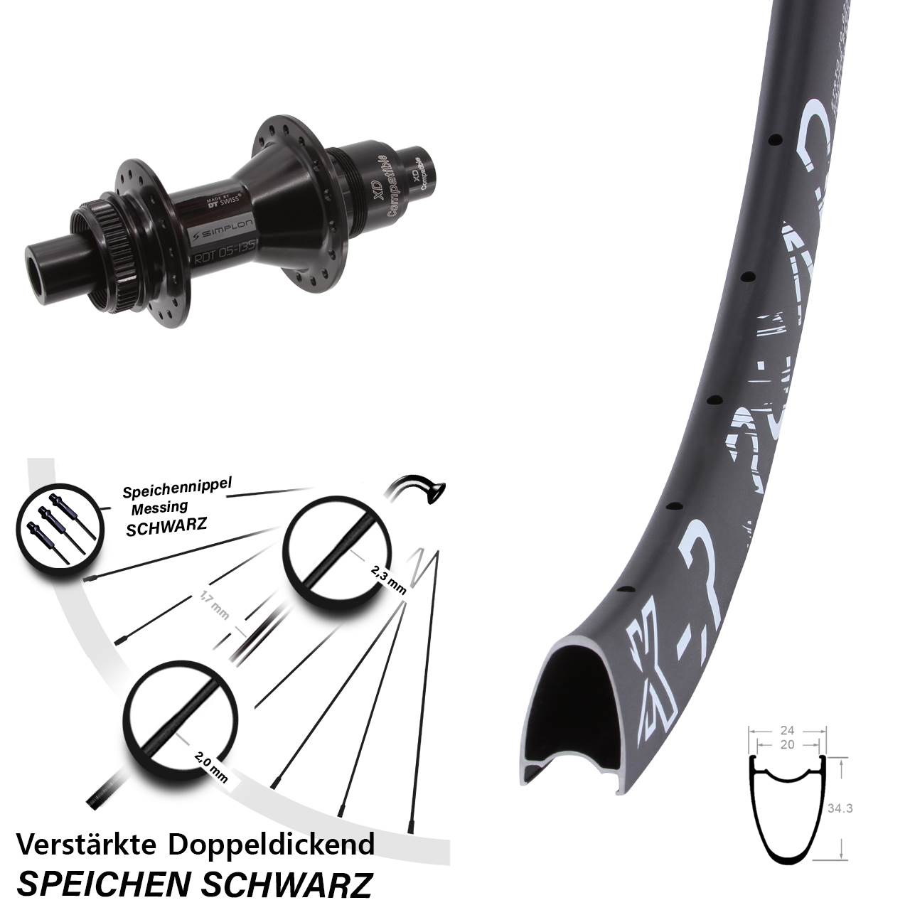 KX-R Road DT Swiss 370 29 Zoll Disc Hinterrad 12x142 XD