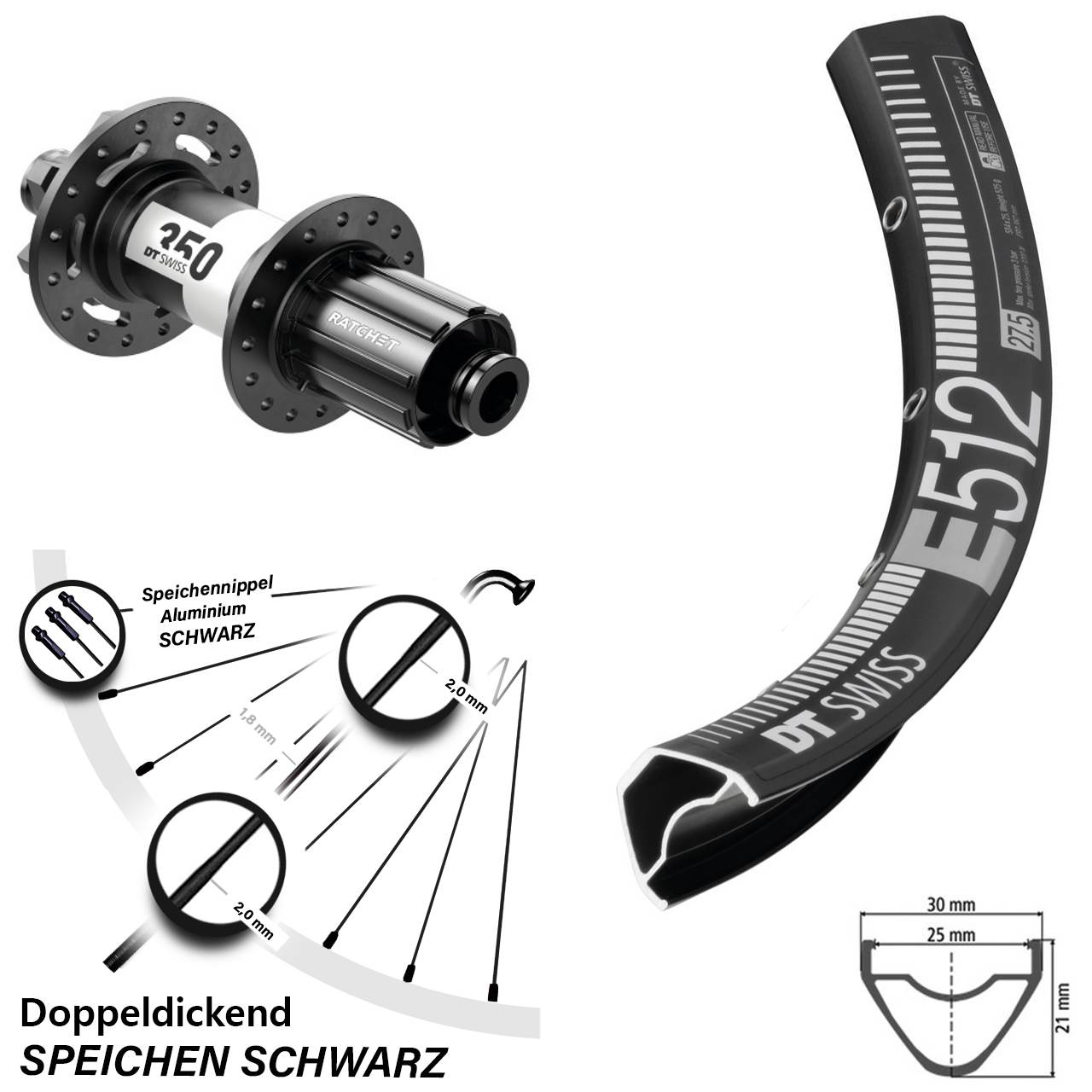 29 Zoll Hinterrad DT Swiss E 512 350 11-fach