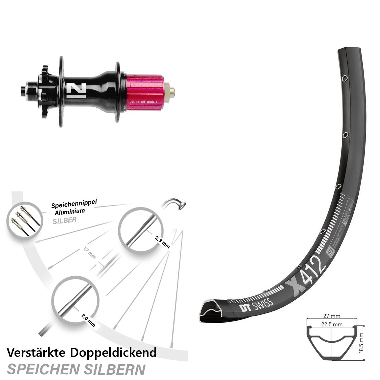DT Swiss X412 Novatec D792SB Disc 29 Zoll Hinterrad QR 8-12 fach HG