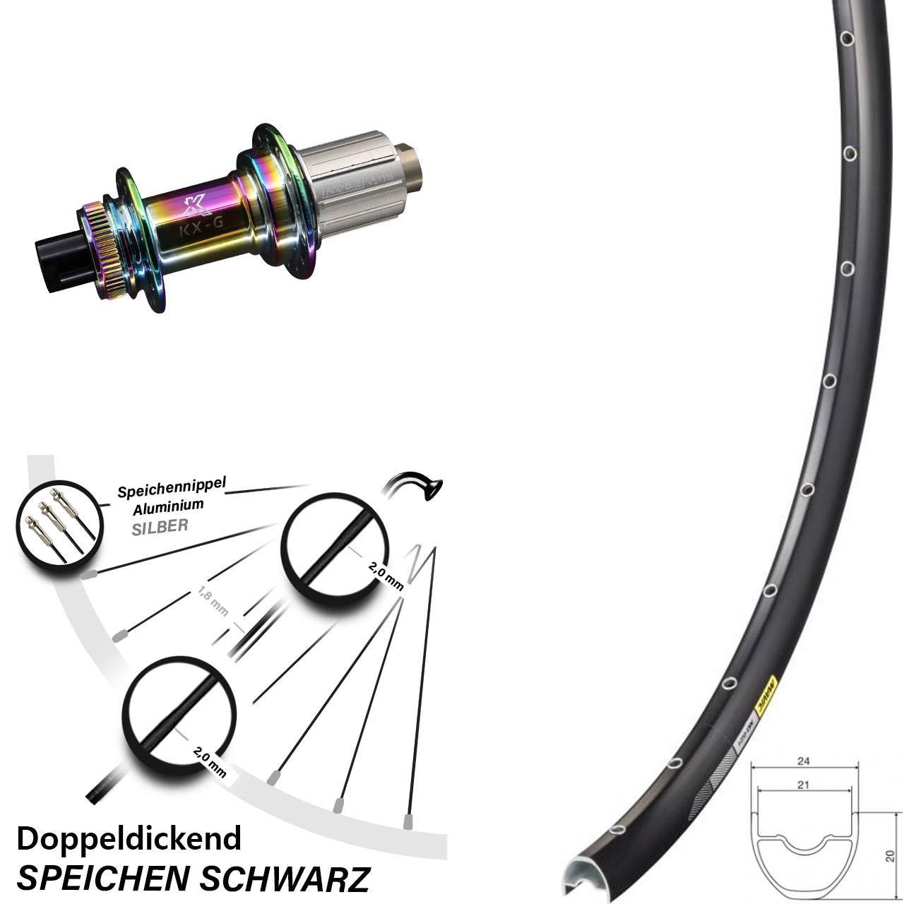 28 Zoll Hinterrad Mavic XC621 KX-G 8-12 fach 12x142