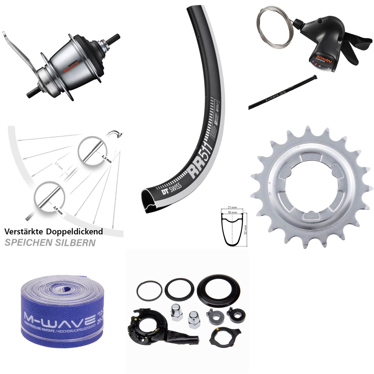 DT Swiss RR511 Shimano 7-Gang SG-C3001-7C Hinterrad 28 Zoll