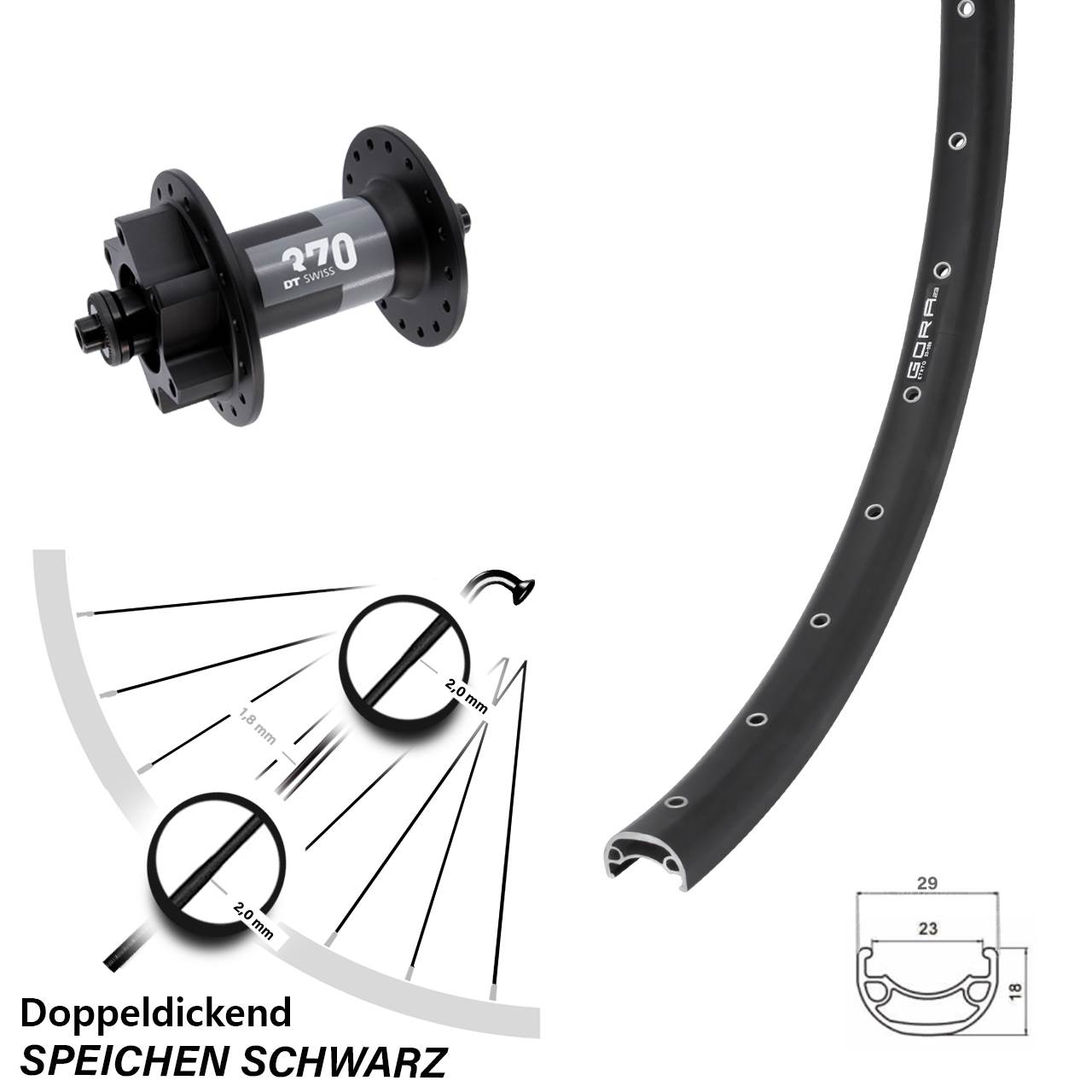 Vorderrad 6-Loch 28-29 Zoll Gora 23 DT Swiss 370 QR
