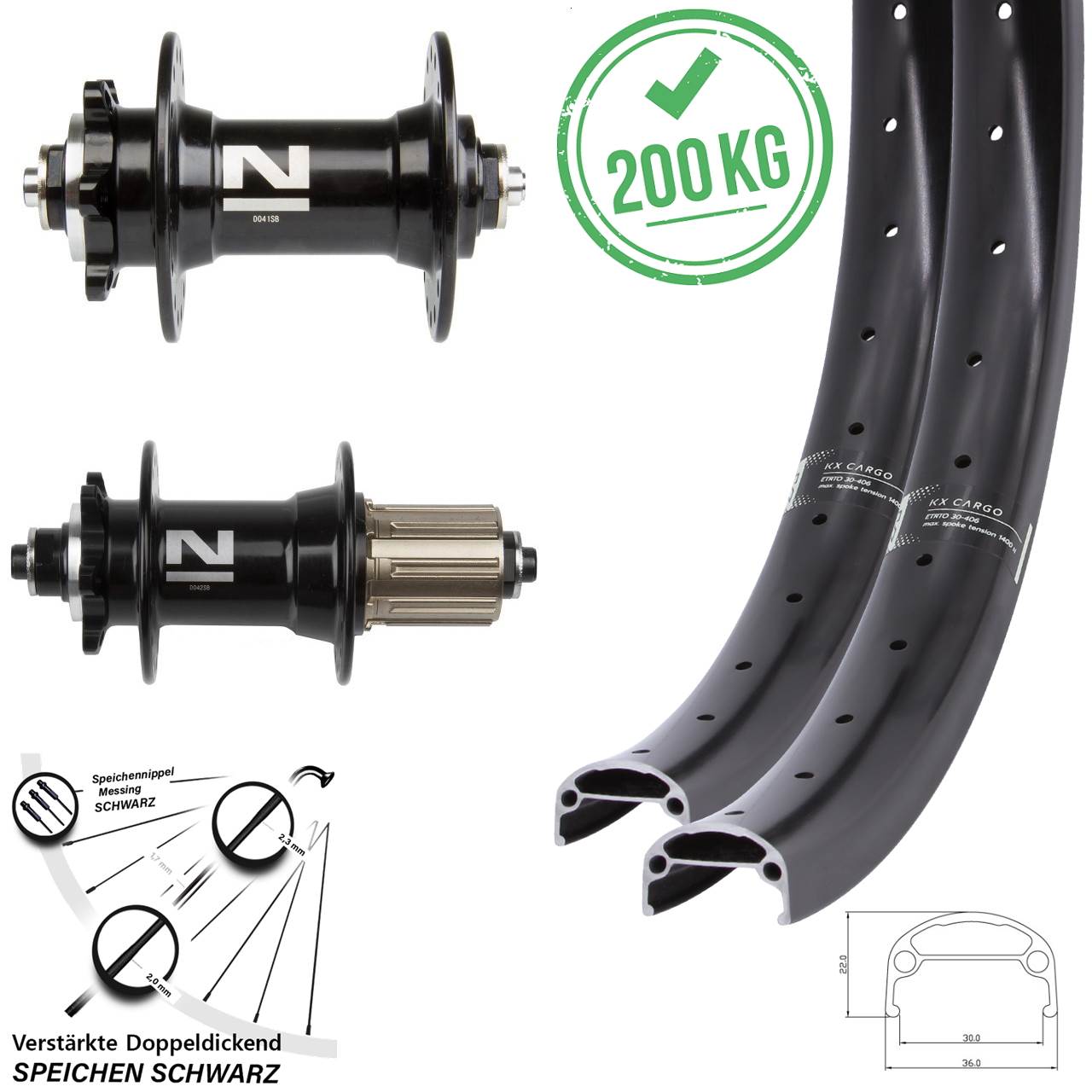 Disc Laufrad-Satz 20/26 Zoll KX Cargo Novatec D041 D042 8-11 fach HG für Schnellspanner