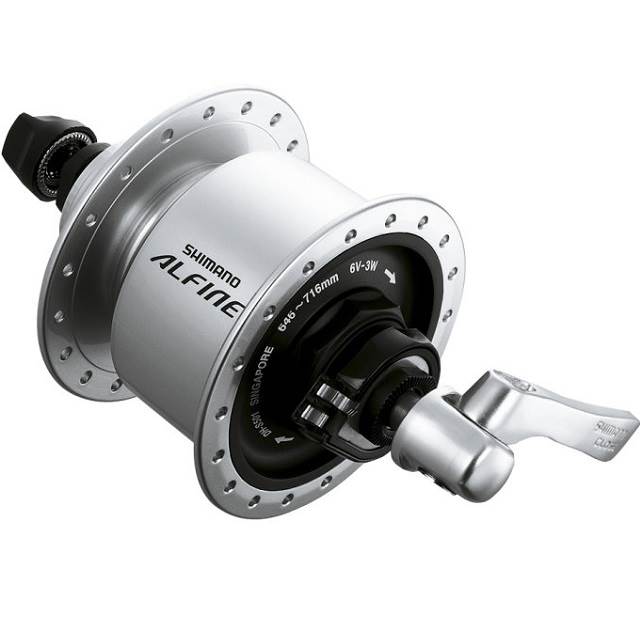 Nabendynamo Shimano Alfine DH-S501 6V-3W Disc Centerlock Hohlachse silbern