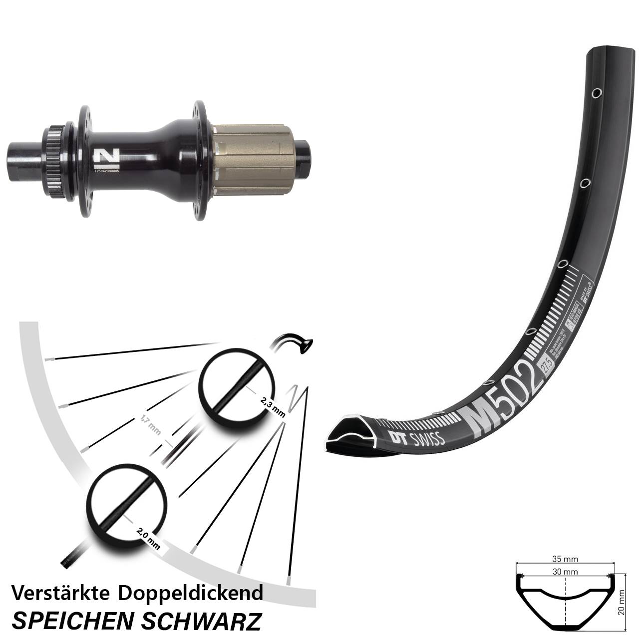 Hinterrad Centerlock 29 Zoll DT Swiss M 502 Novatec D792 8-12 fach HG 12x142