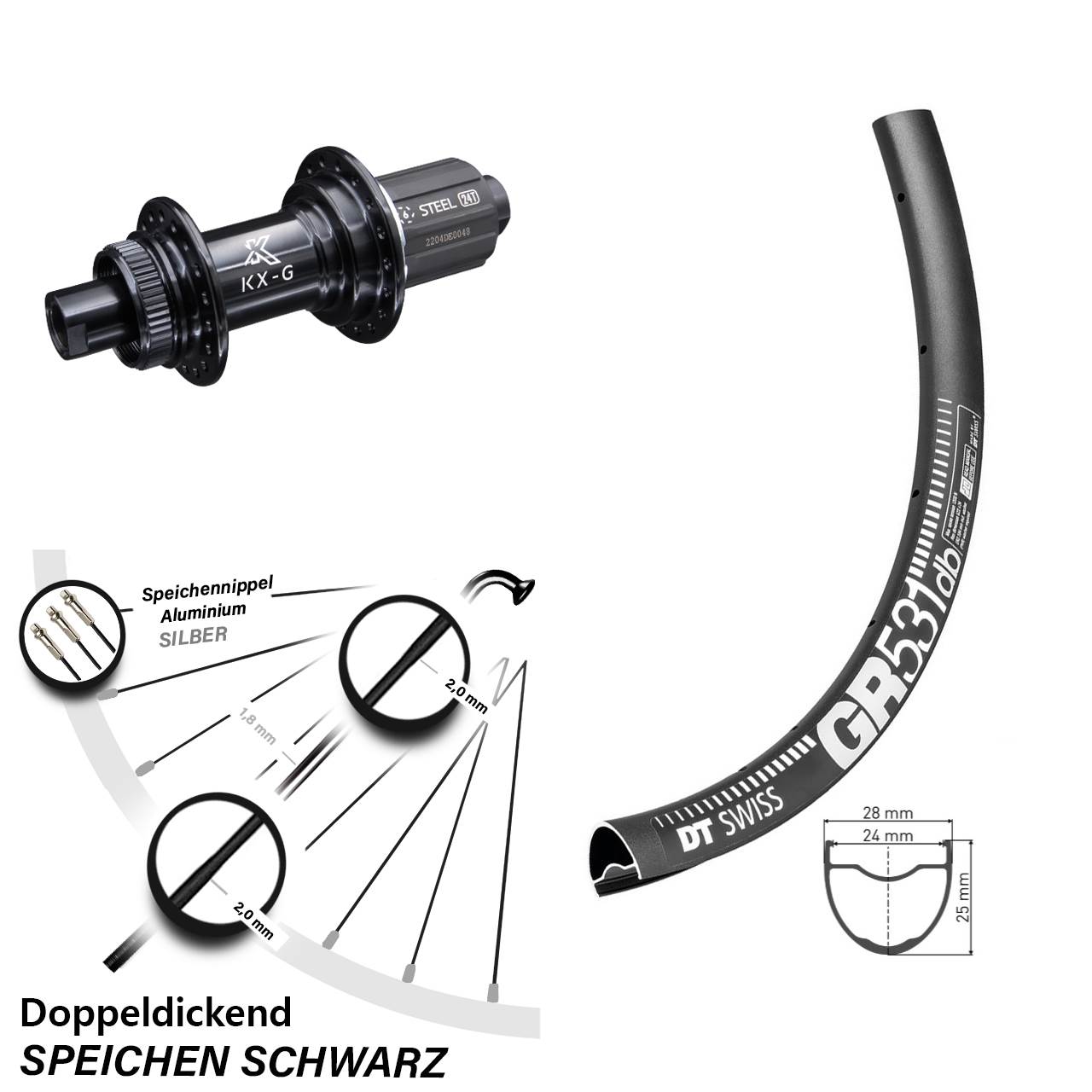 27,5 Zoll Hinterrad DT Swiss GR 531 KX-GS 8-12 fach 12x142