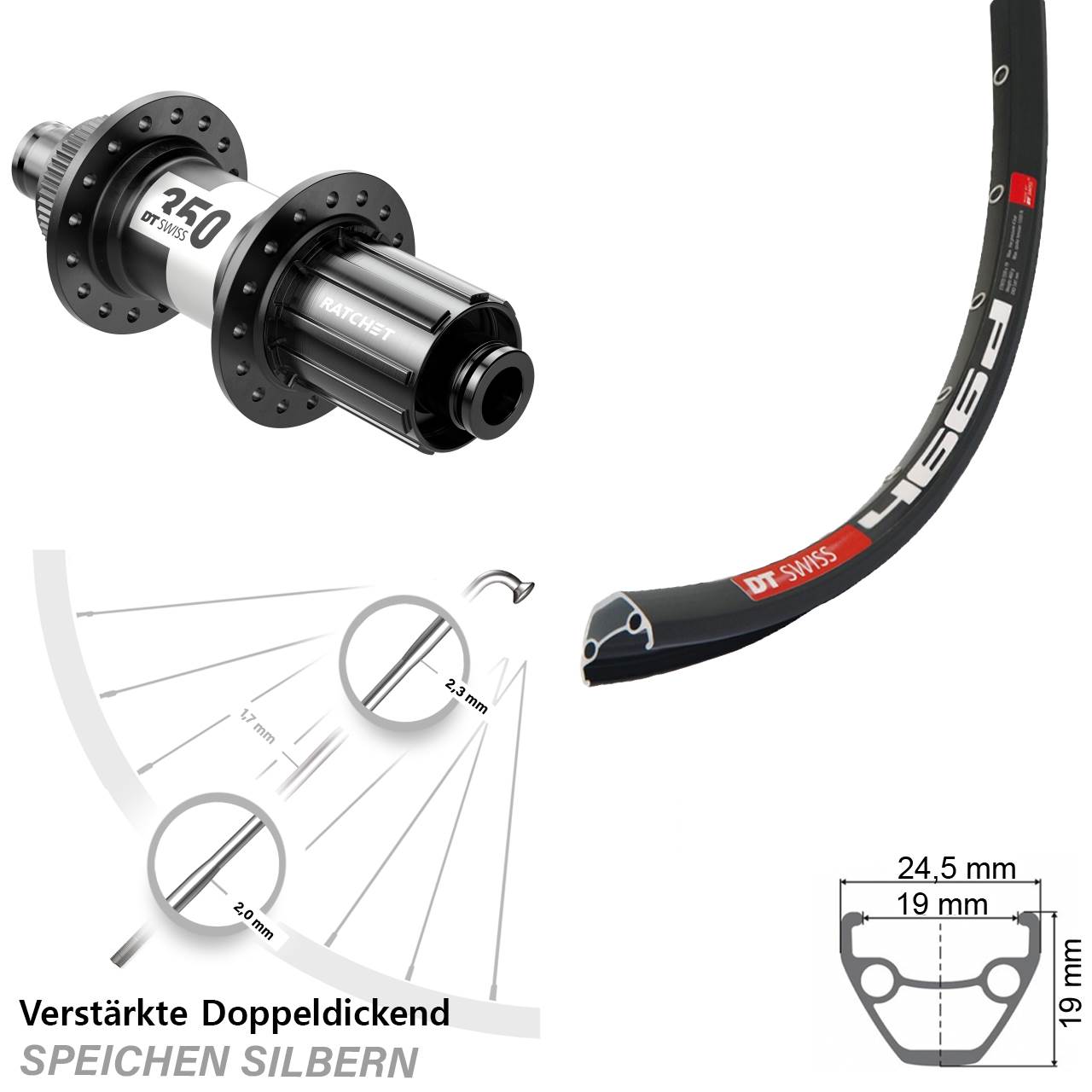29 Zoll DT Swiss 466-350 Hinterrad Centerlock 12x142 8-11 fach