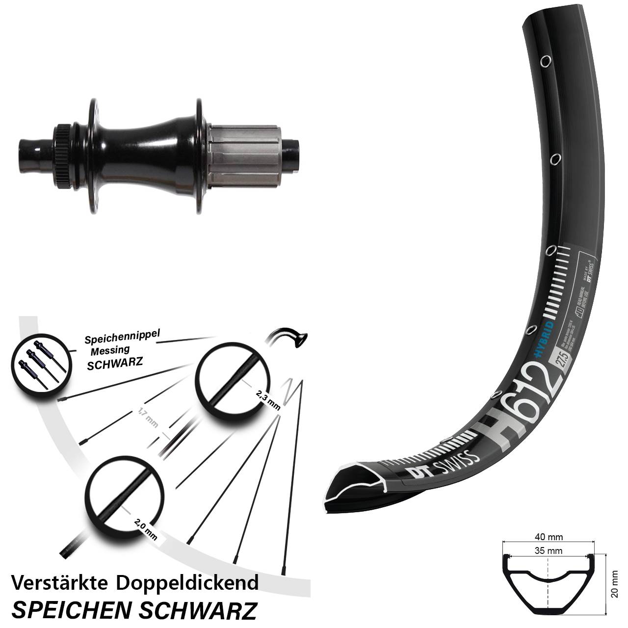 Boost Disc Laufrad 12x148 27,5 Zoll DT Swiss H 612 Formula 8-11 fach HG
