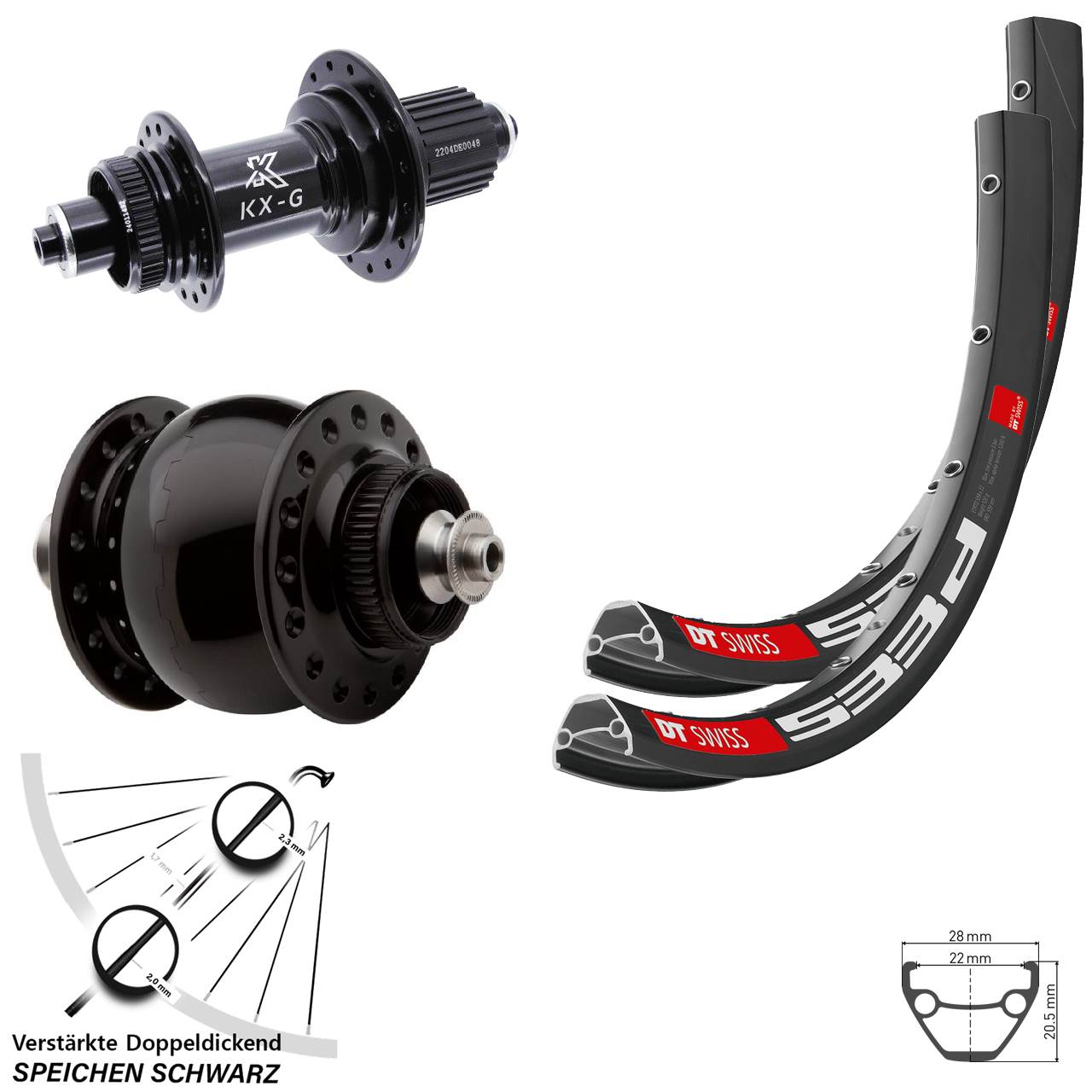 DT Swiss 533 D KX-GS verstärkt SON 28 27,5 Zoll Disc Laufradsatz QR Shimano Micro Spline