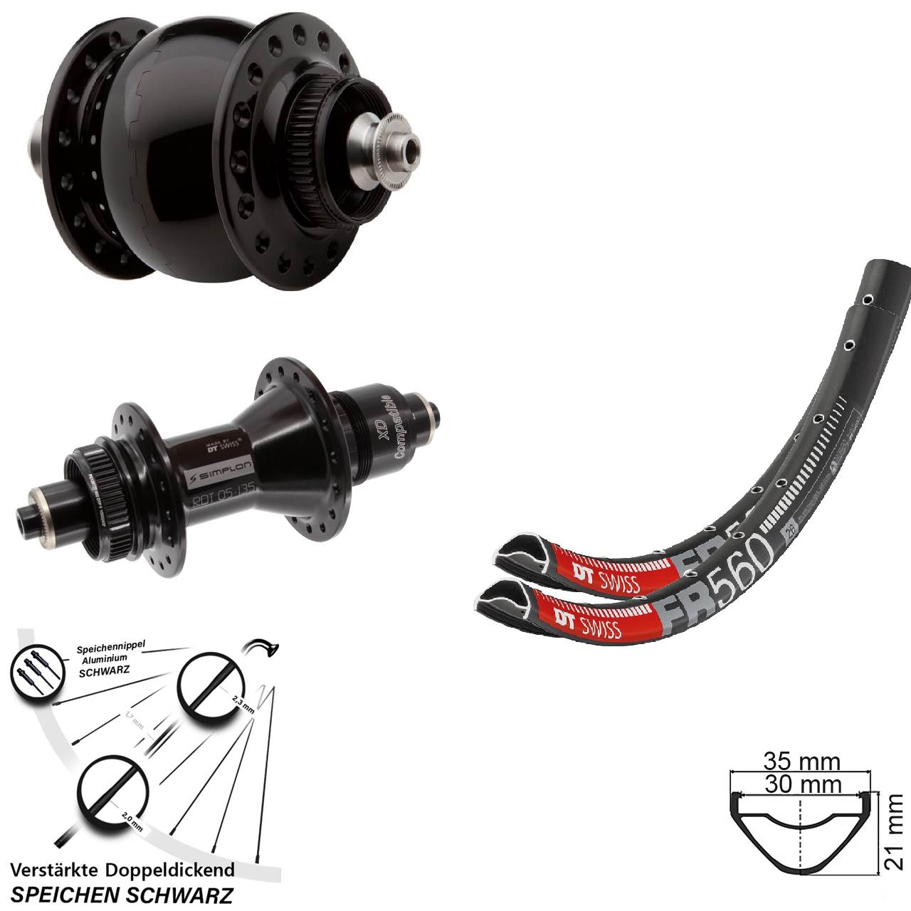 Laufradsatz Centerlock für Schnellspanner 26 Zoll DT Swiss FR560 370 SON 28 SRAM XD