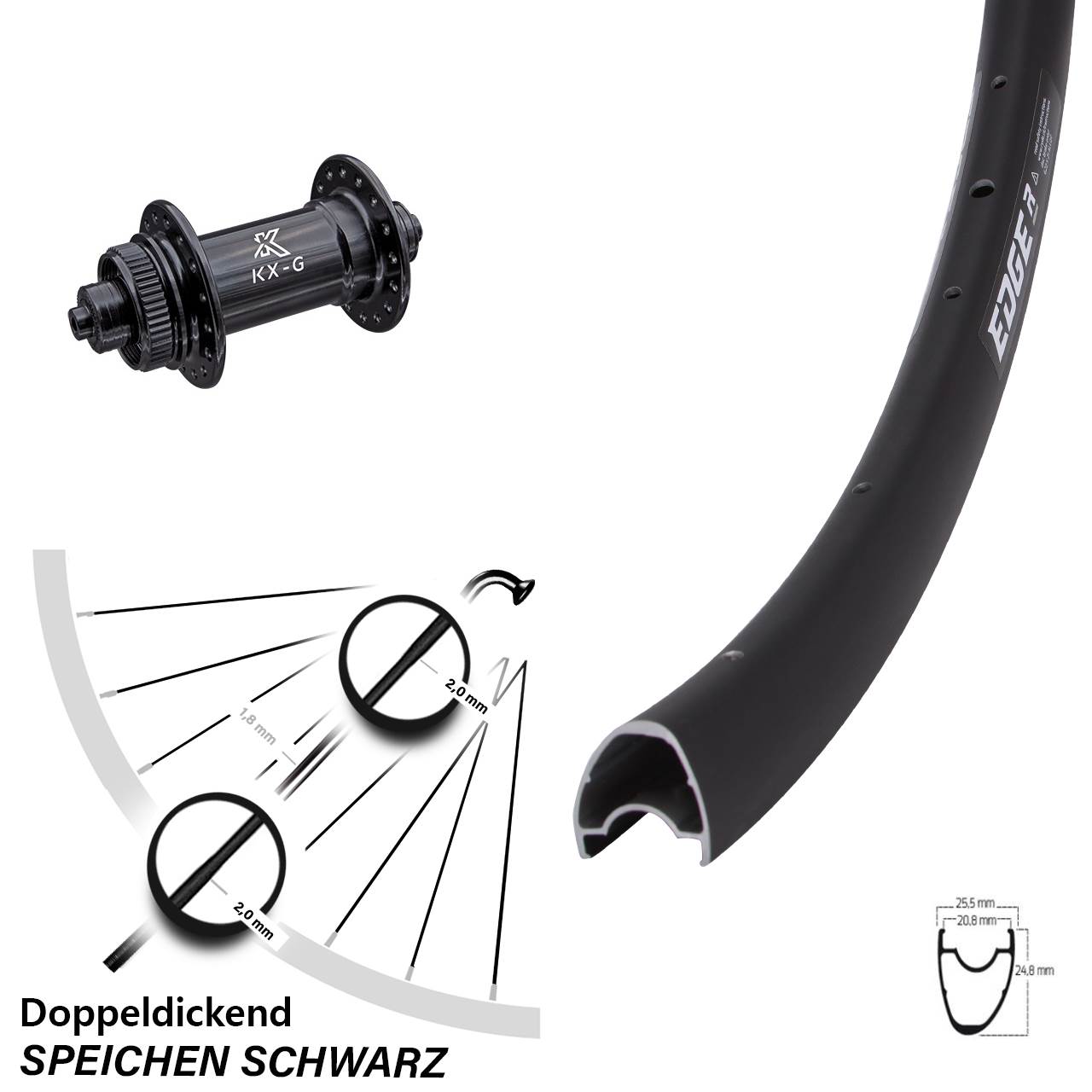 Vorderrad Centerlock für Schnellspanner 28 Zoll Ryde Edge R25 OS KX-G