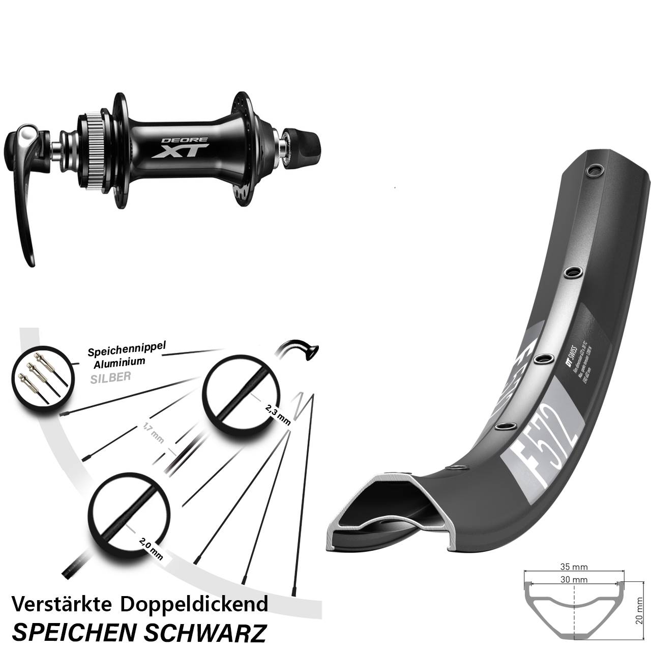 Disc Vorderrad 29 Zoll DT Swiss F572 Shimano XT QR