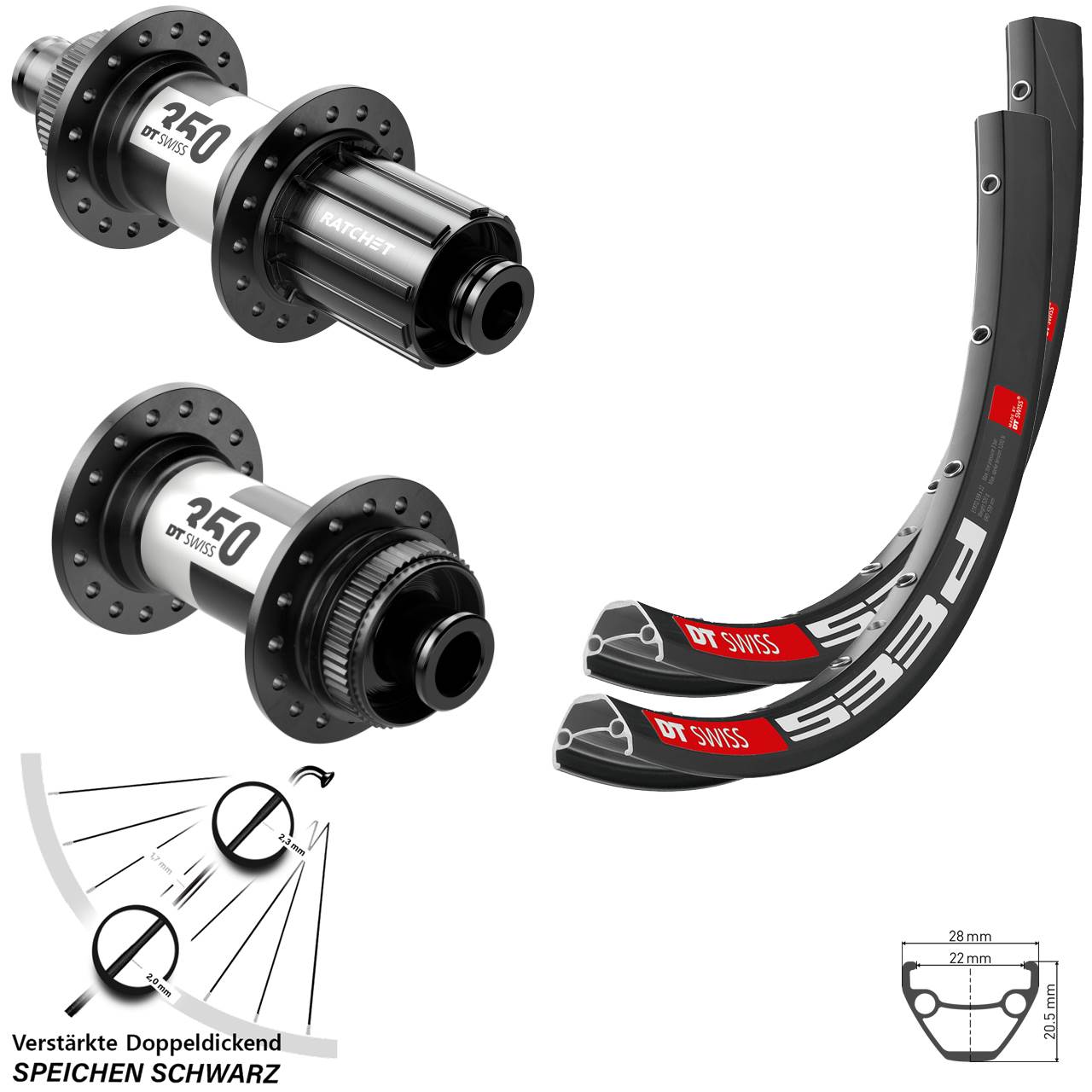 27,5 Zoll DT Swiss 533 350 HG Centerlock Laufradsatz 12x100/142