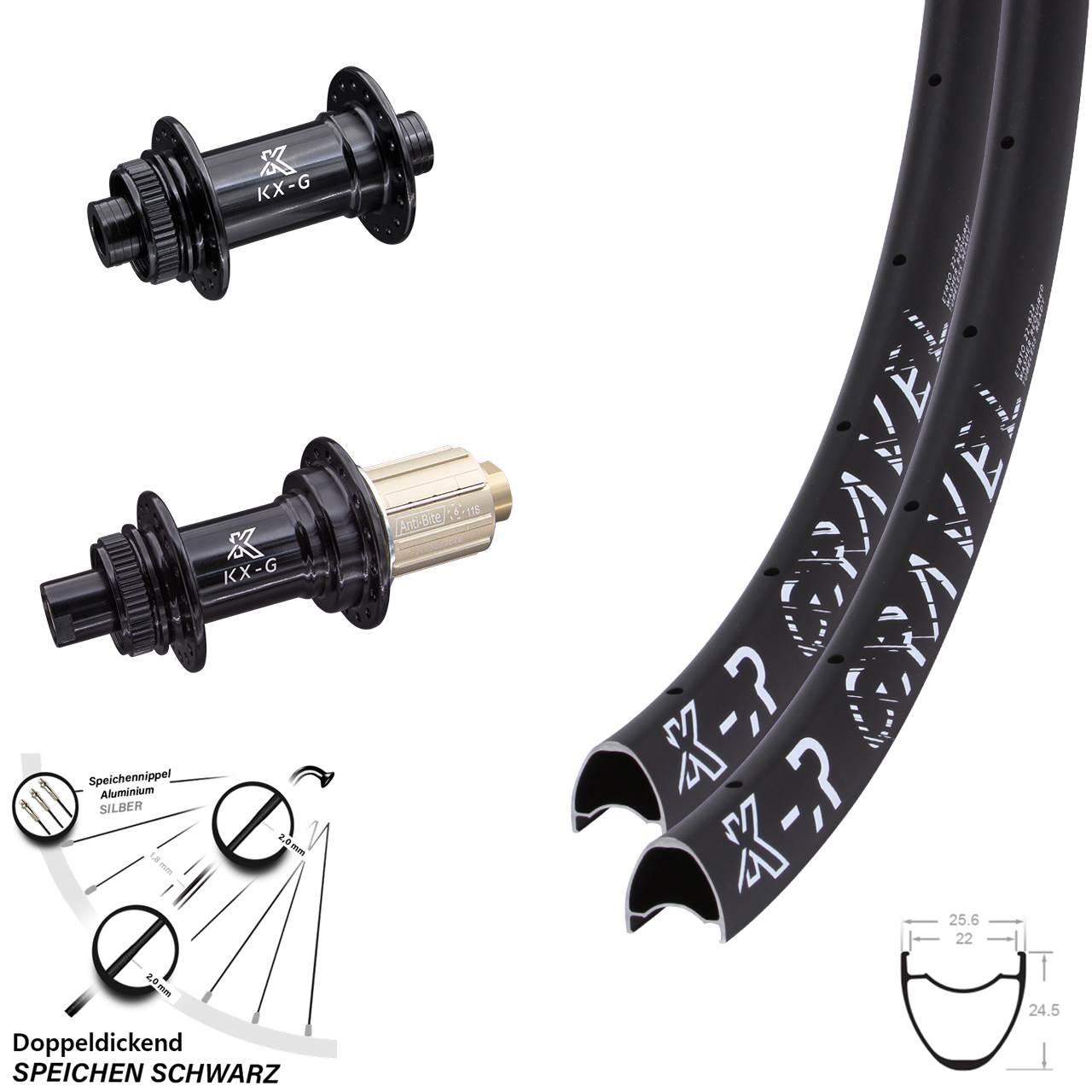 KX-GR Gravel 28 Zoll Centerlock Laufradsatz 15x100 12x142 8-12 fach HG