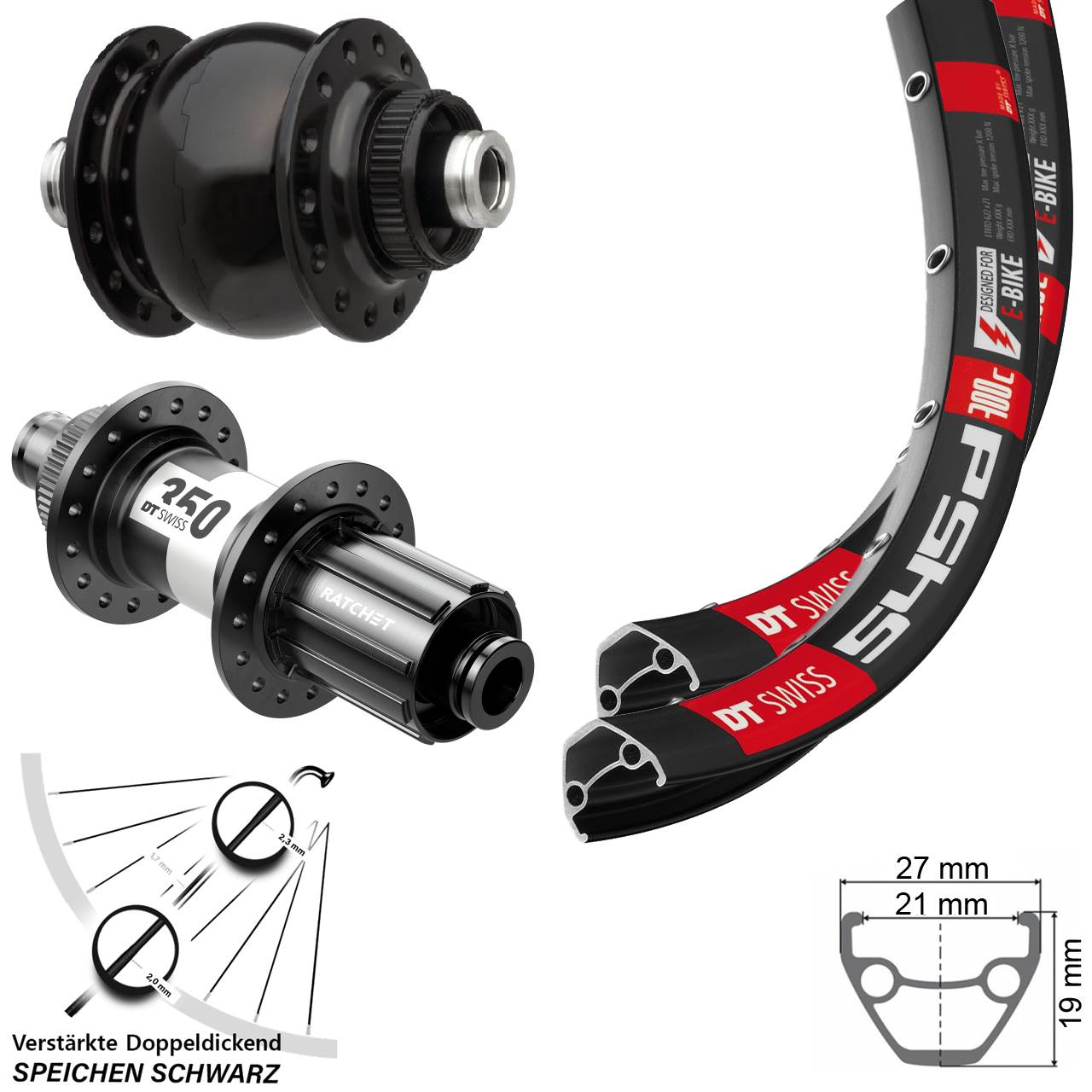 DT Swiss 350 HG SON 28 Zoll Centerlock Laufradsatz 12x100/142