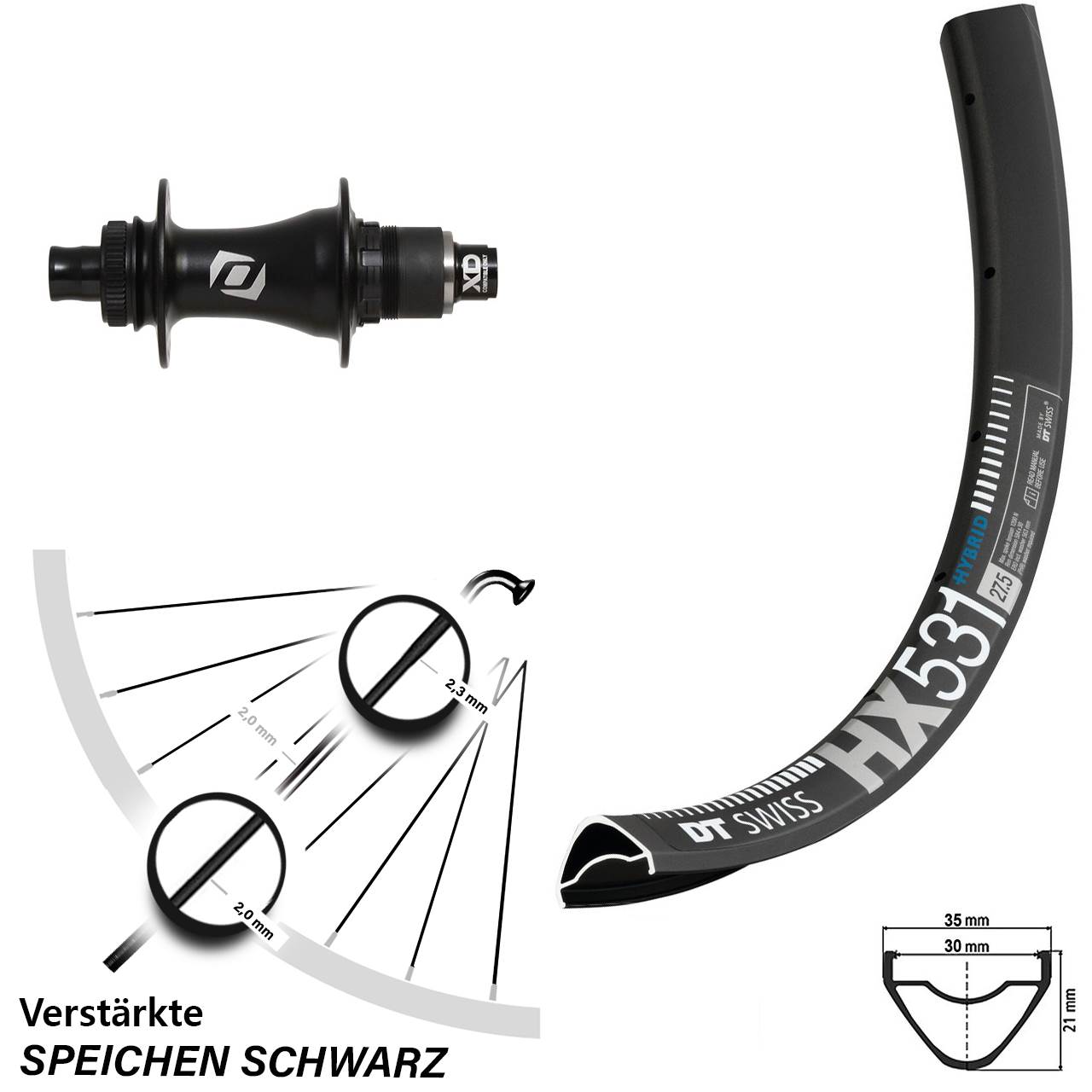 Syncros Boost12/148 mm SRAM XD DT Swiss HX 531 Laufrad 29 Zoll Centerlock