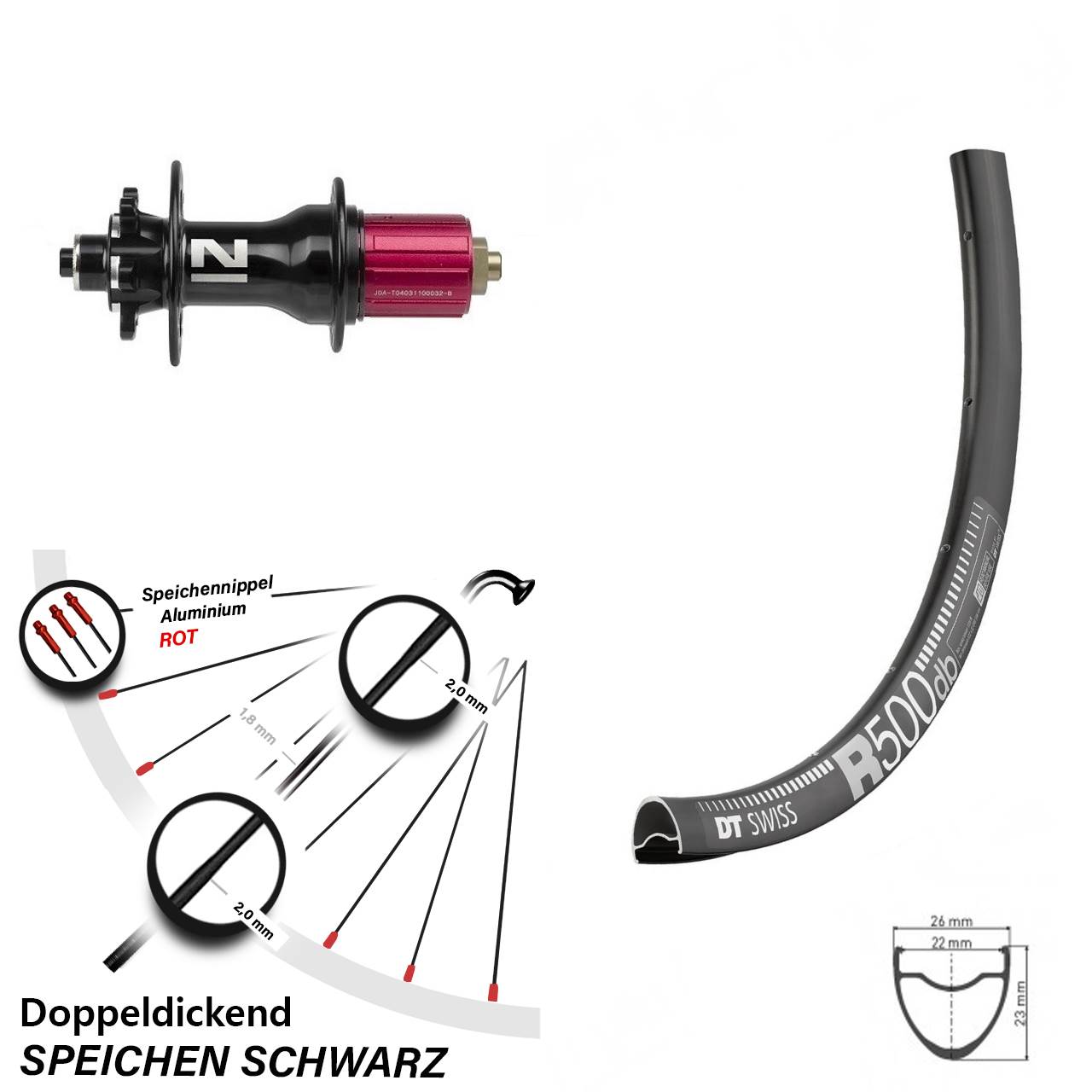 28 Zoll Gravel-Laufrad DT Swiss R 500 mit Novatec D792SB 6-Loch Nabe 8-12 fach