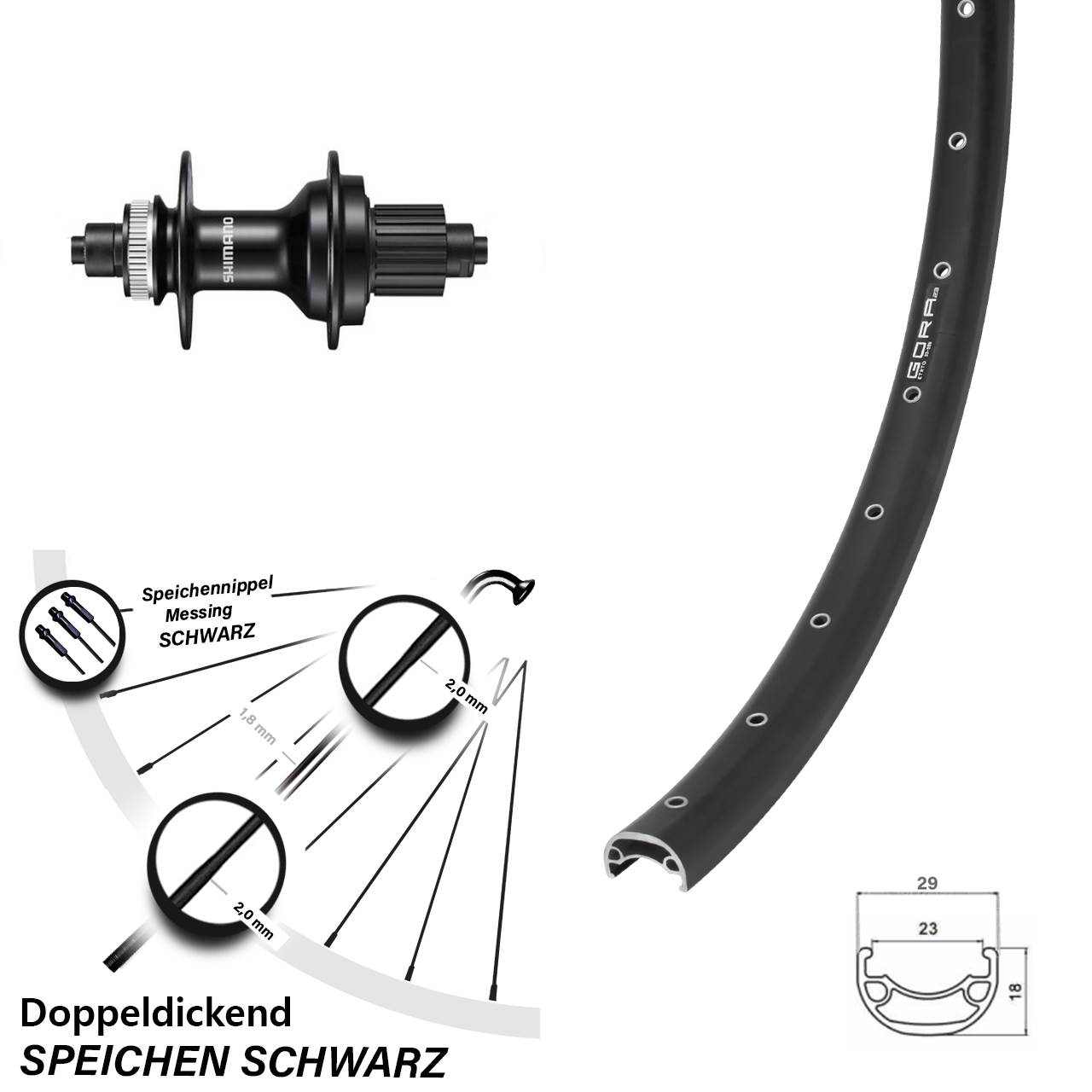 Disc Laufrad für Schnellspanner 26 Zoll Gora 23 Shimano MT500 Micro Spline
