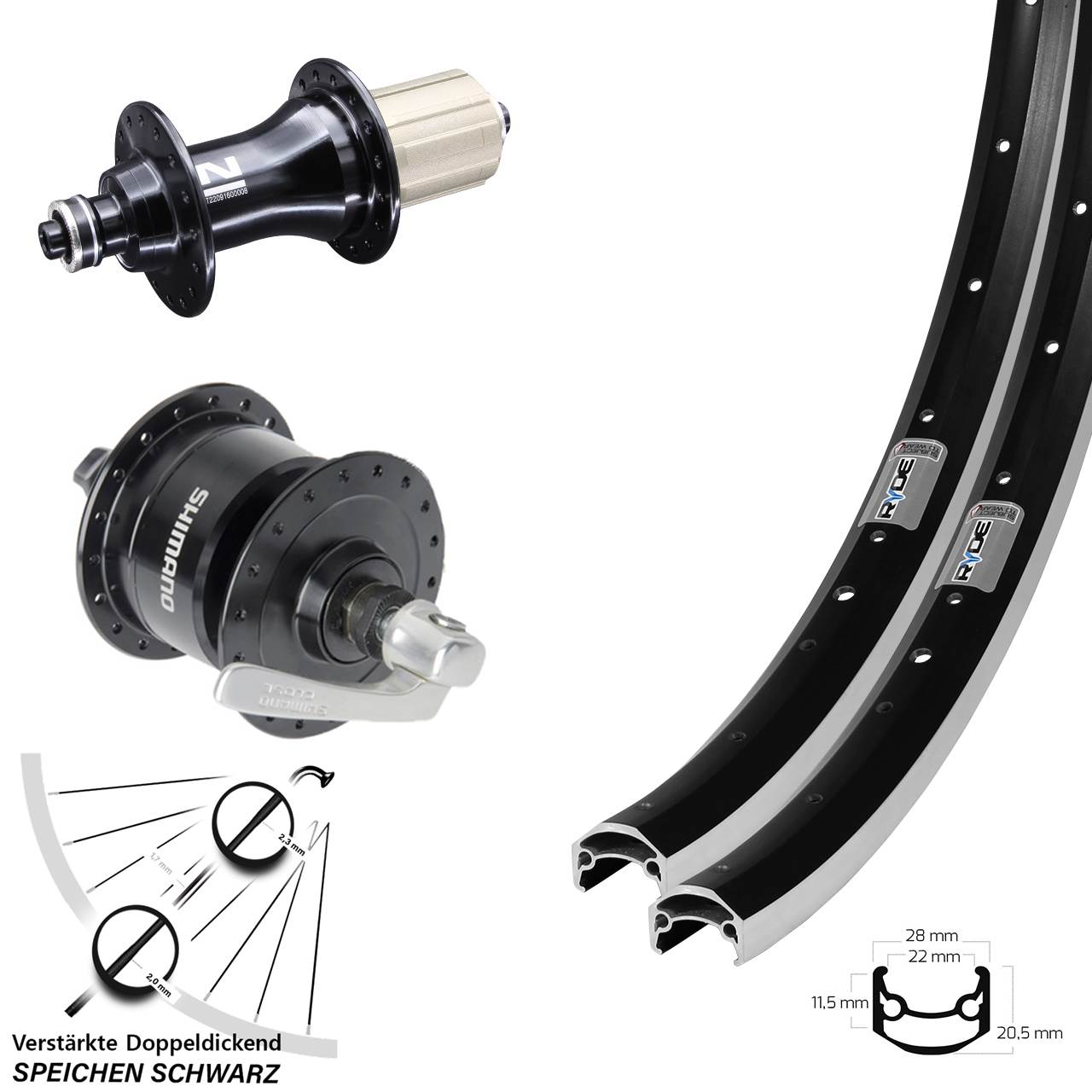 Ryde Andra 35 Novatec F162 Shimano DH3N72 27,5 Zoll Laufrad-Satz QR 8-12 fach HG