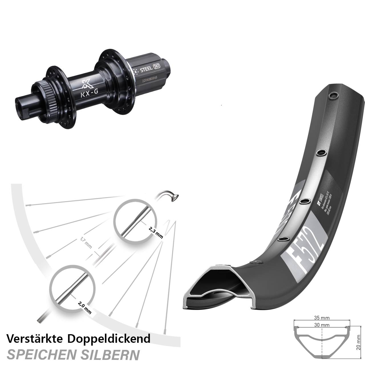 DT Swiss F 572 KX-GS verstärkt 29 Zoll Disc Hinterrad 12x142 8-12 fach HG