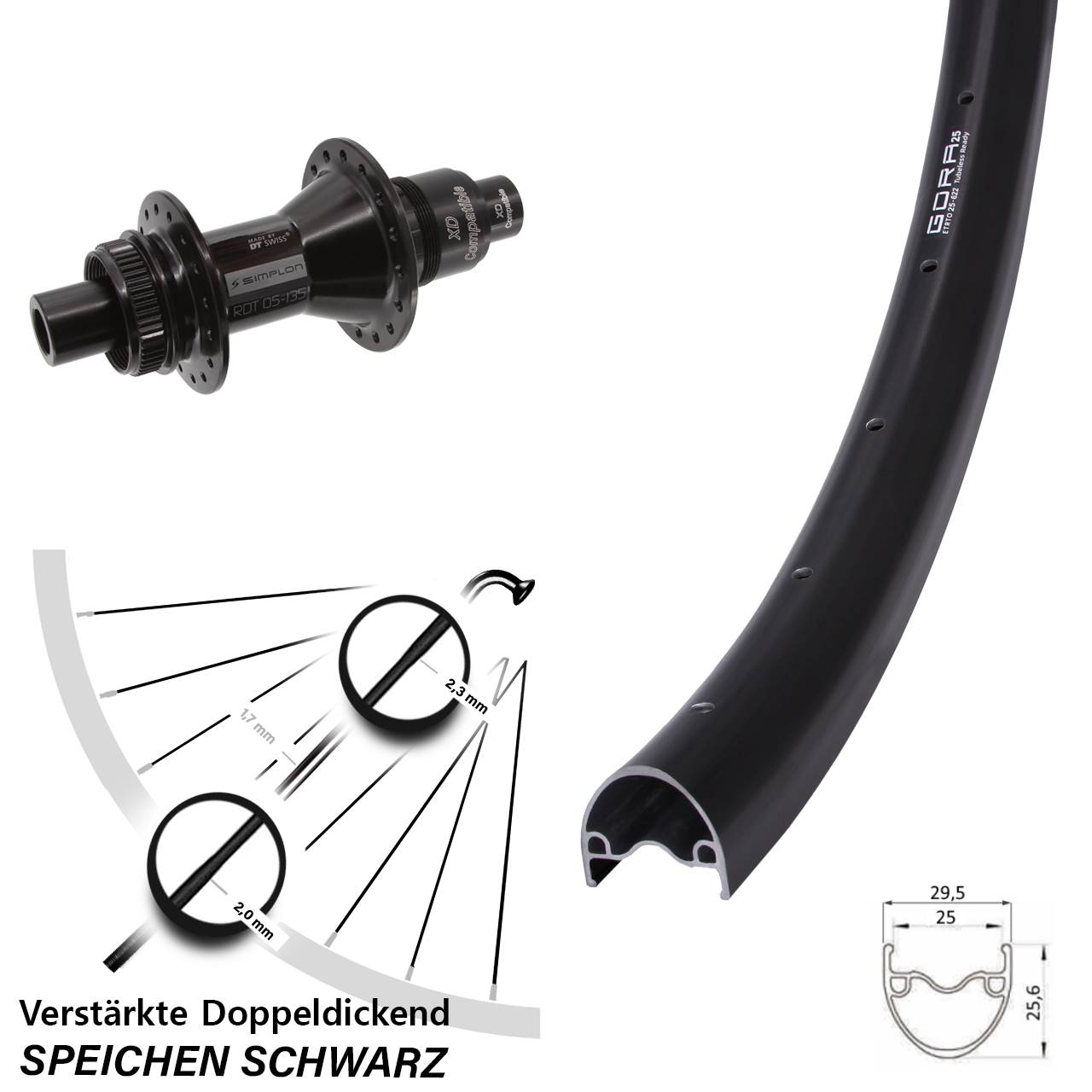 Disc Hinterrad 12x142 29 Zoll Gora 25 DT Swiss 370 XD 11-12 fach