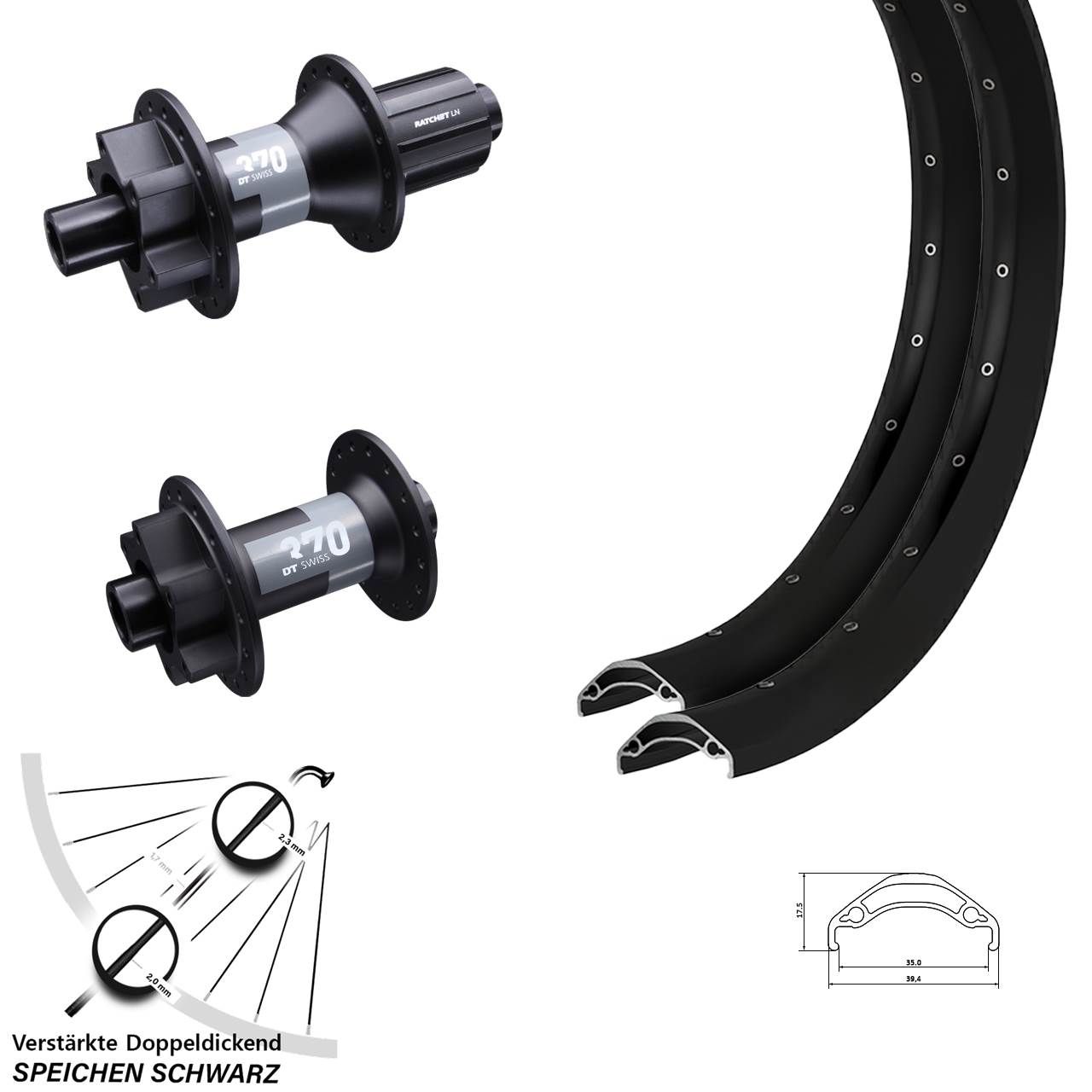 Ryde Disc 35 DT Swiss 370 29 Zoll 6-Loch Laufradsatz 15x100 12x142 8-11 fach HG