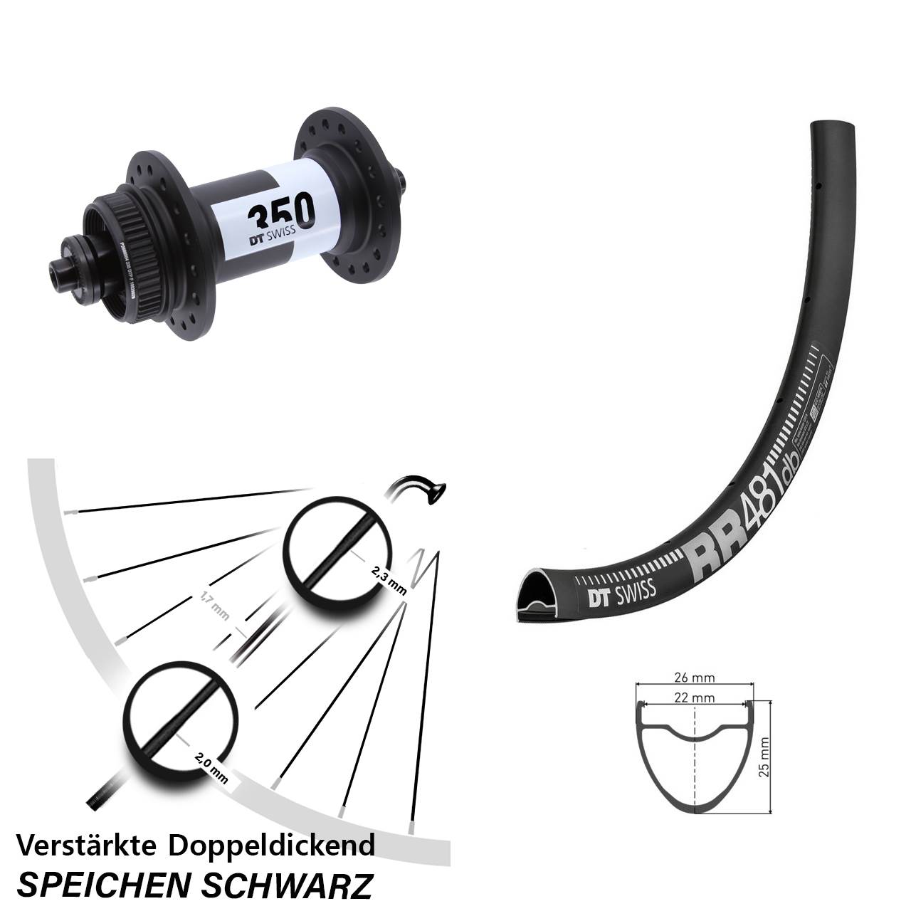 Disc Laufrad 28 Zoll DT Swiss RR481-350 QR