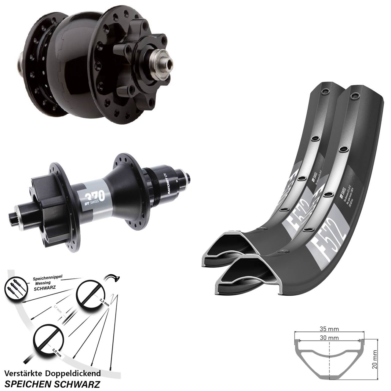 29 Zoll DT Swiss F 572 370 SON 28 Disc Laufradsatz für Schnellspanner XD 11-12 fach