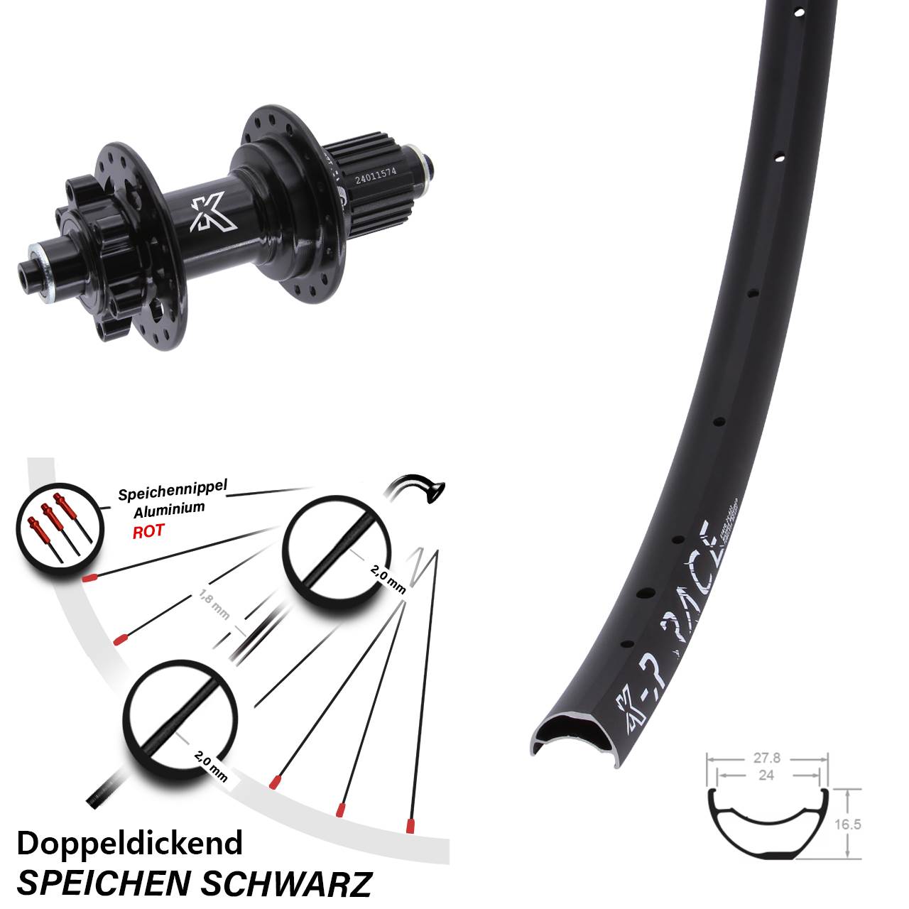 KX-M Race 29 Zoll 6-Loch Hinterrad QR Micro Spline