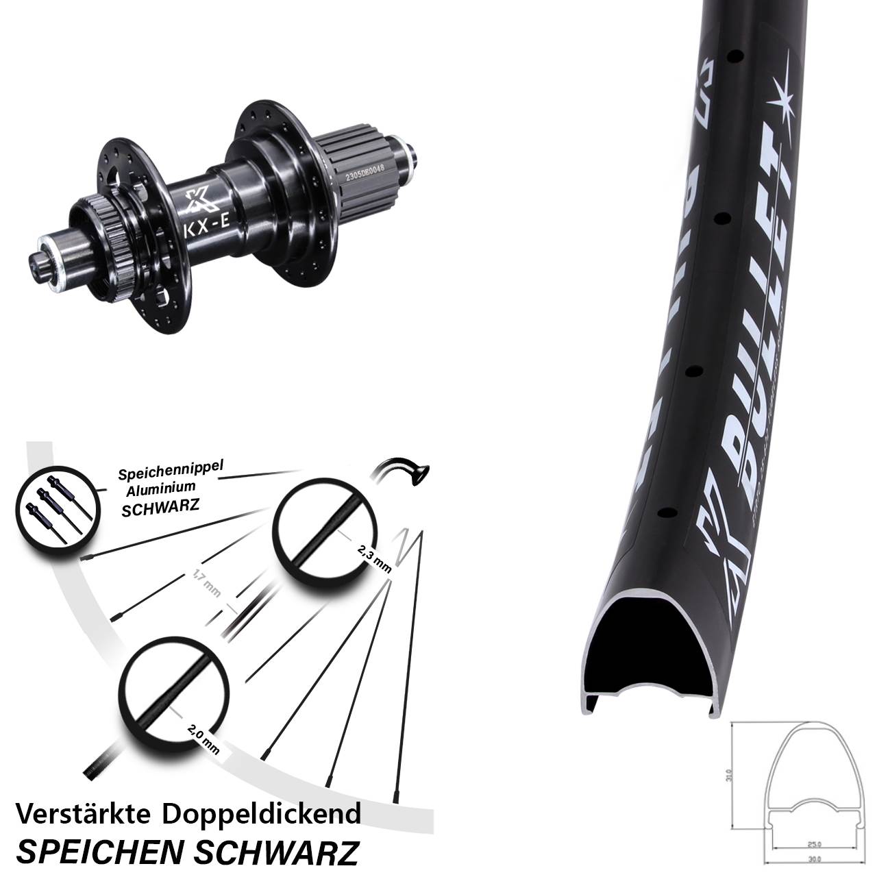 Disc Laufrad 28-29 Zoll KX-E Bullet Shimano Micro Spline für Schnellspanner