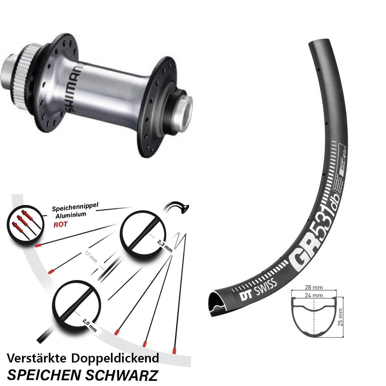 DT Swiss GR531 Shimano RS770 27,5 Zoll Disc Vorderrad 12x100