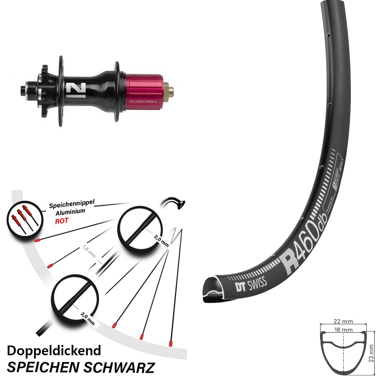 DT Swiss R 460 Hinterrad 28 Zoll Disc mit Novatec 6-Loch 8-12 fach