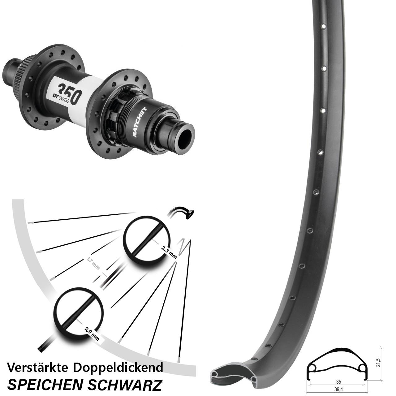 Disc Hinterrad 27,5 Zoll Ambrosio E35 DT Swiss 350 XD 12x148