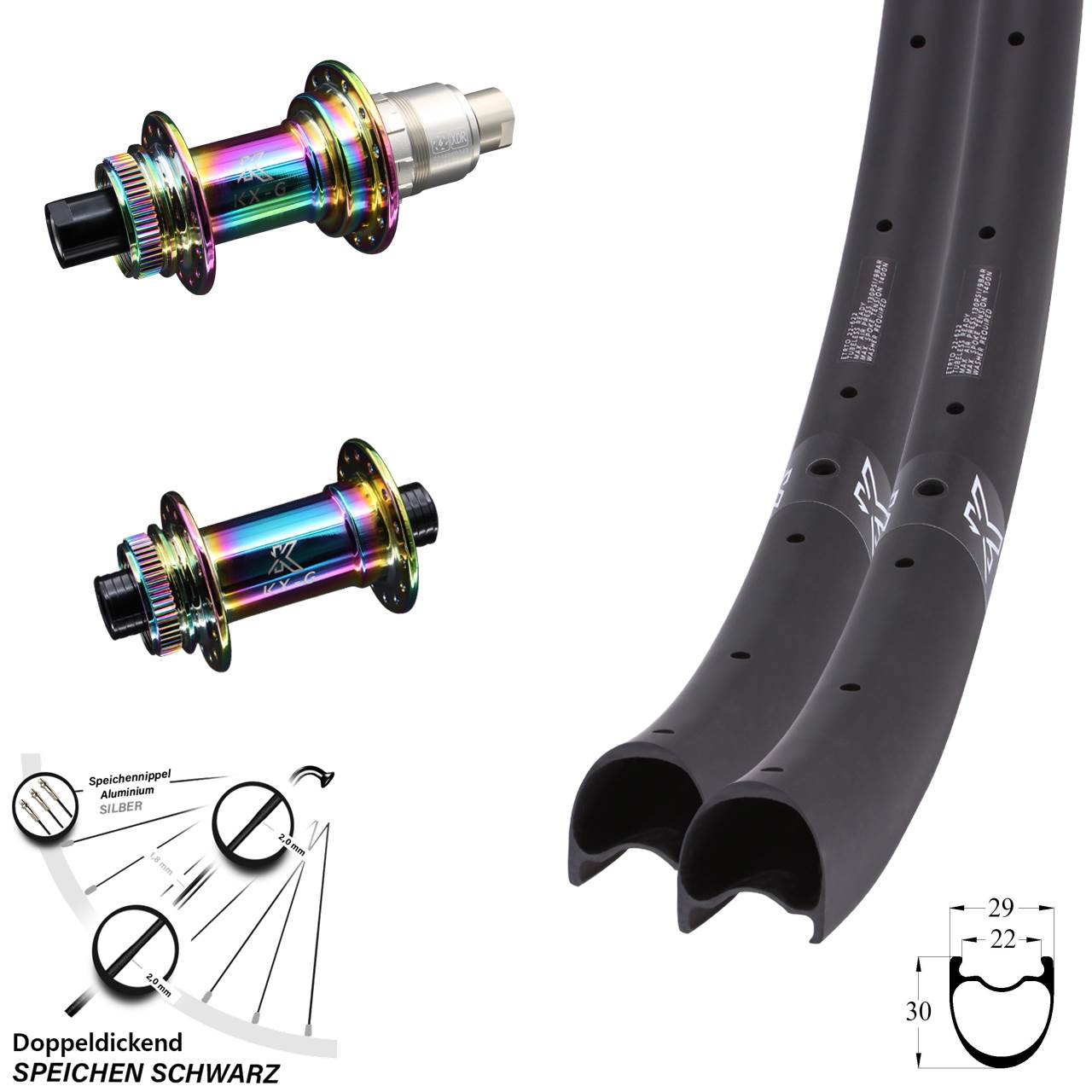 Centerlock Laufradsatz 12x100/142 28-29 Zoll KX-GRC Gravel Carbon Oilslick XDR 11-12 fach