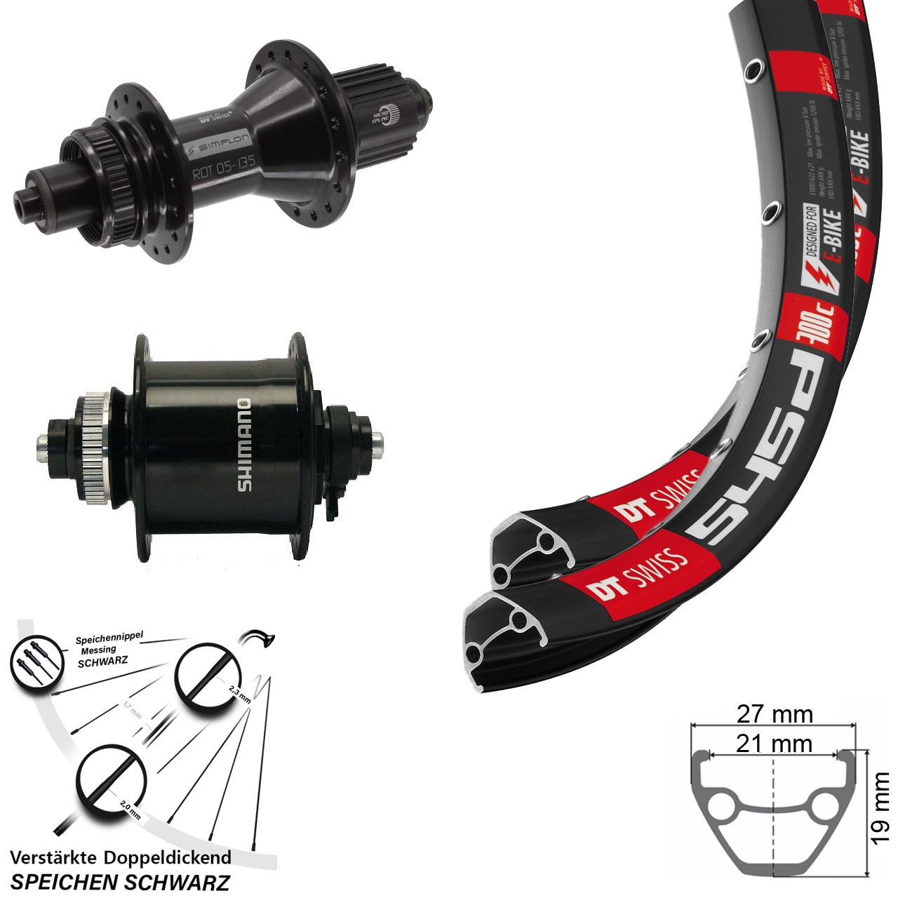 DT Swiss 545D-370 Hybrid Shimano UR700 Laufradsatz 26 Zoll Micro Spline