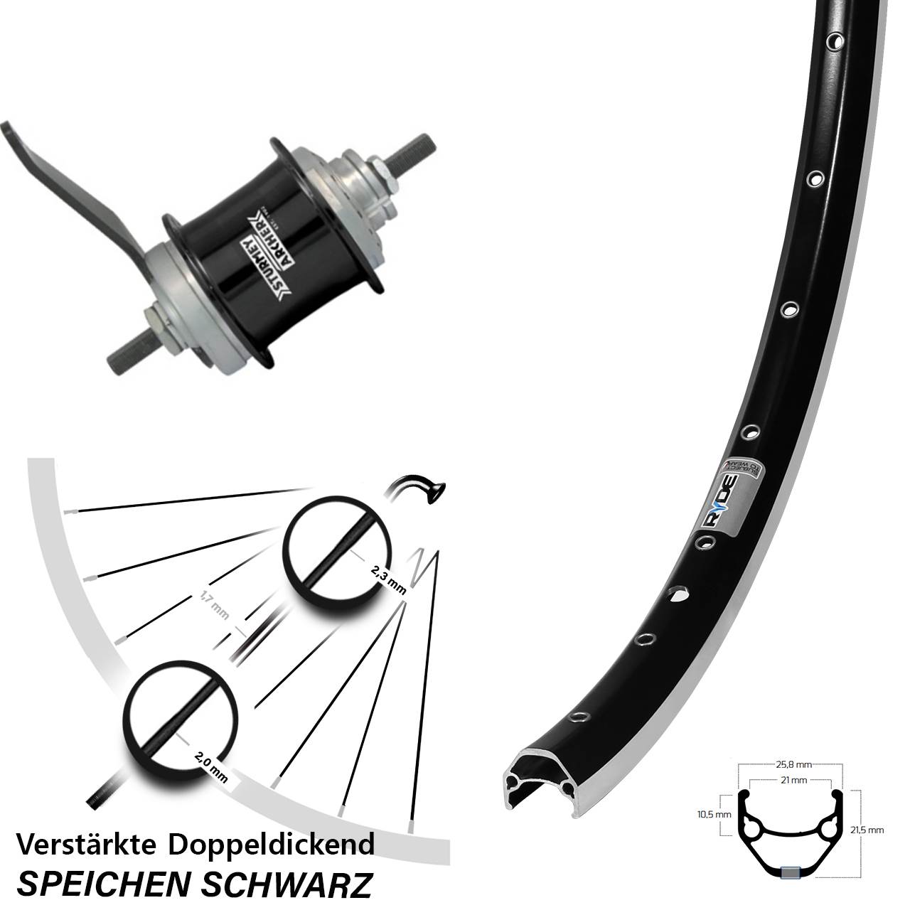 Ryde Zac 421 Sturmey Archer Duomatic Kickshift 28 Zoll Hinterrad Rücktritt