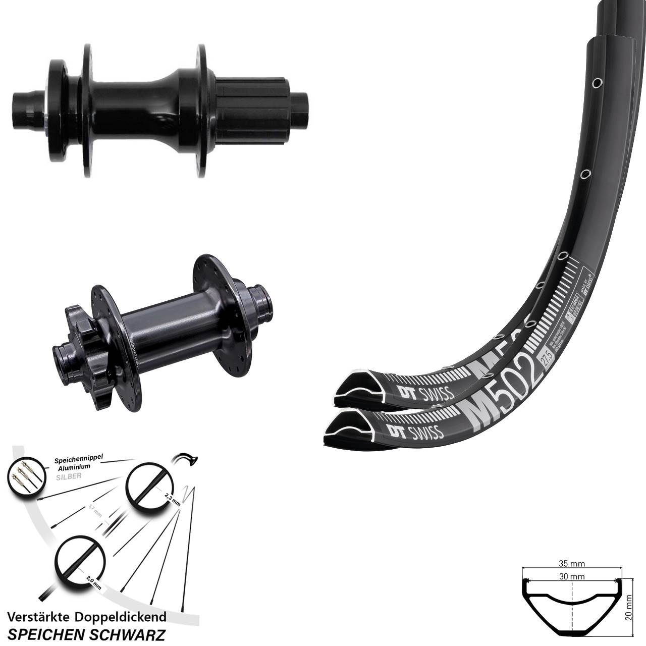 6-Loch Laufradsatz 15x110 12x148 29 Zoll DT Swiss M 502 Aivee MP2 Fastace DA210 8-12 fach